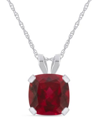 Lab-Grown Emerald (3/4 ct. t.w.) Pendant Necklace in 10k White Gold (Also available in Lab-Grown Opal, Ruby, and Sapphire)