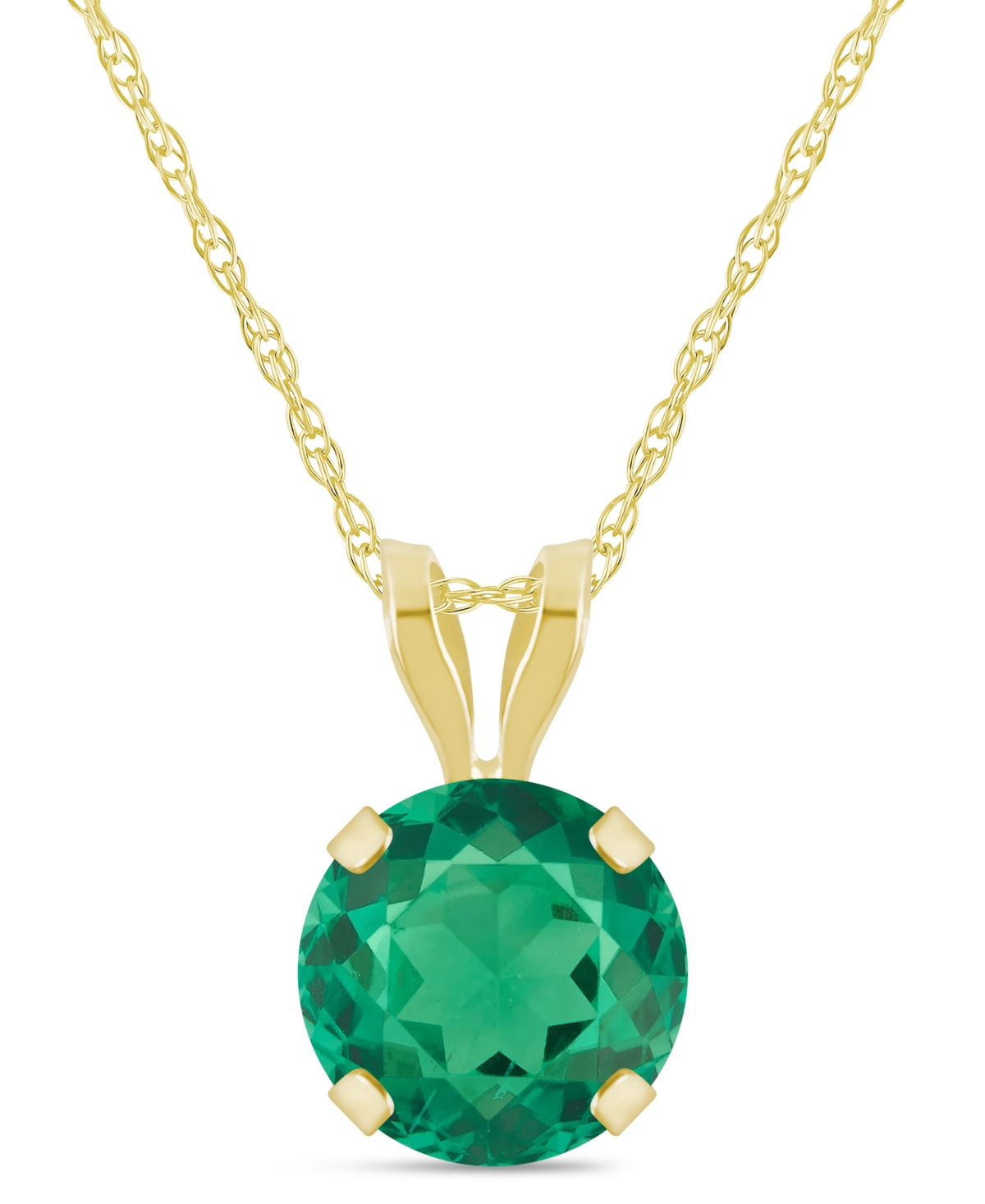 Macy's Lab-Grown Sapphire (1 ct. t.w.) Pendant Necklace 10k Yellow Gold