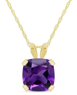 Pendant Necklace in 10k Yellow Gold (Available in Amethyst, Pink Topaz, Blue Topaz, Peridot, Garnet, Citrine, and Black Onyx)