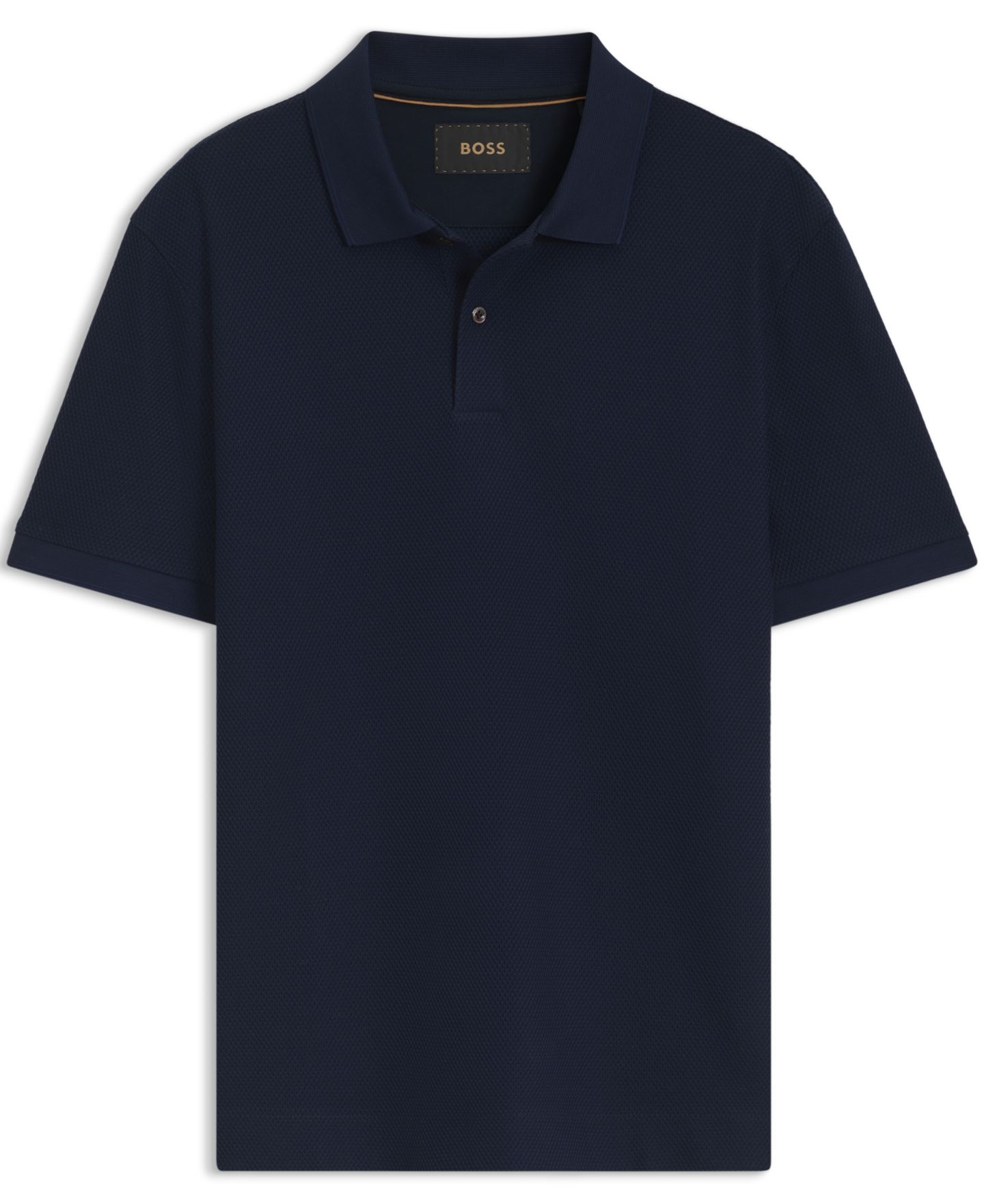 Мужское поло Hugo Boss L-Perry 148 Two-Tone Regular-Fit Cotton Polo Shirt, цвет: Тёмный синий — фото 2