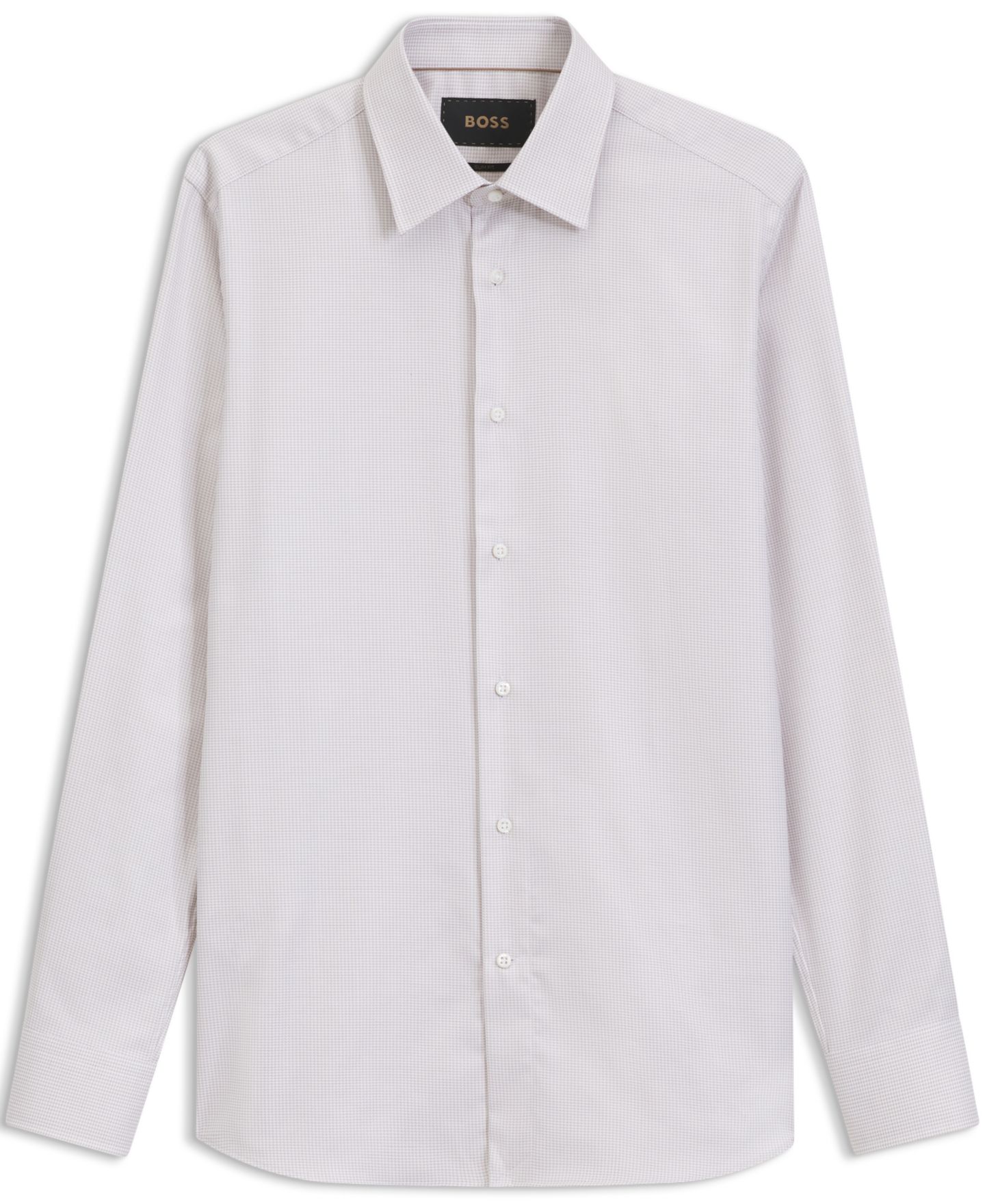 Мужская рубашка Hugo Boss Wrinkle-Resistant Cotton Slim-Fit Dress Shirt, цвет: Бежевый — фото 2