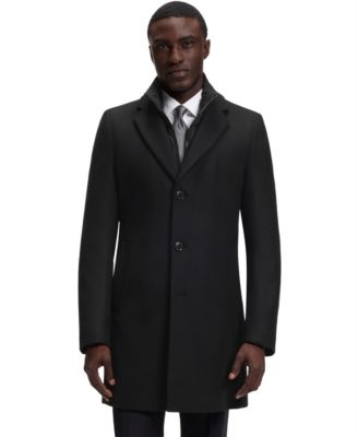 BOSS by Men's Hyde Slim-Fit Wool-Blend Zip-Up Inner Overcoat