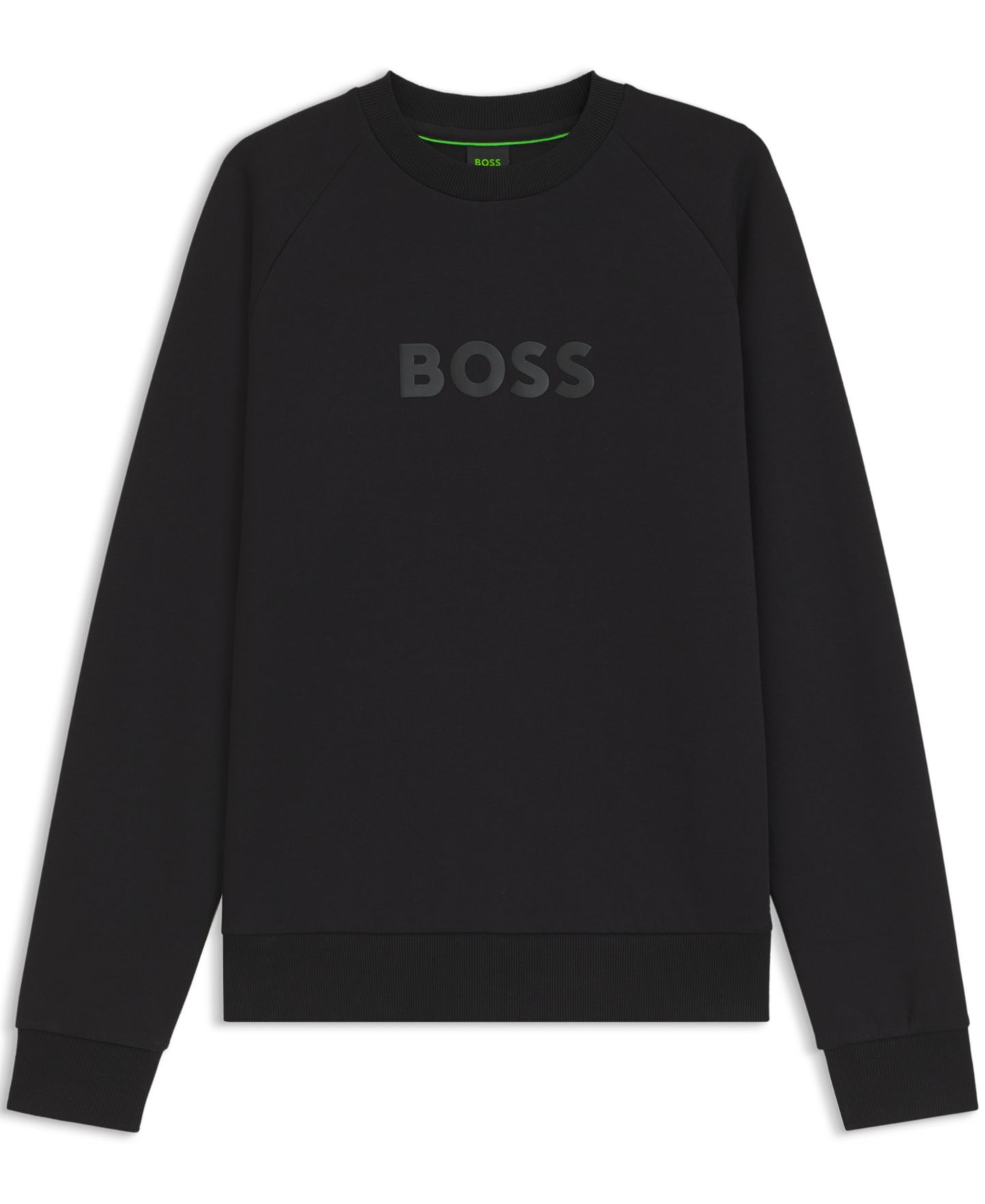 Мужская толстовка Hugo Boss BOSS by Salbo Puffed-Logo Regular-Fit Crewneck Cotton-Blend, цвет: Чёрный — фото 2