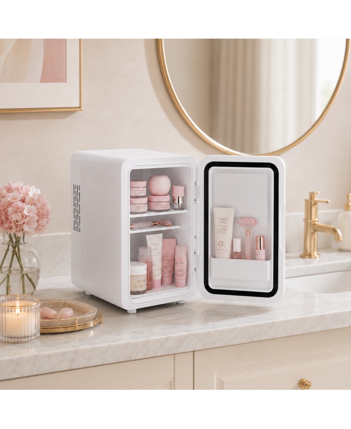 Pursonic Mini Beauty Fridge with Led Mirror Door