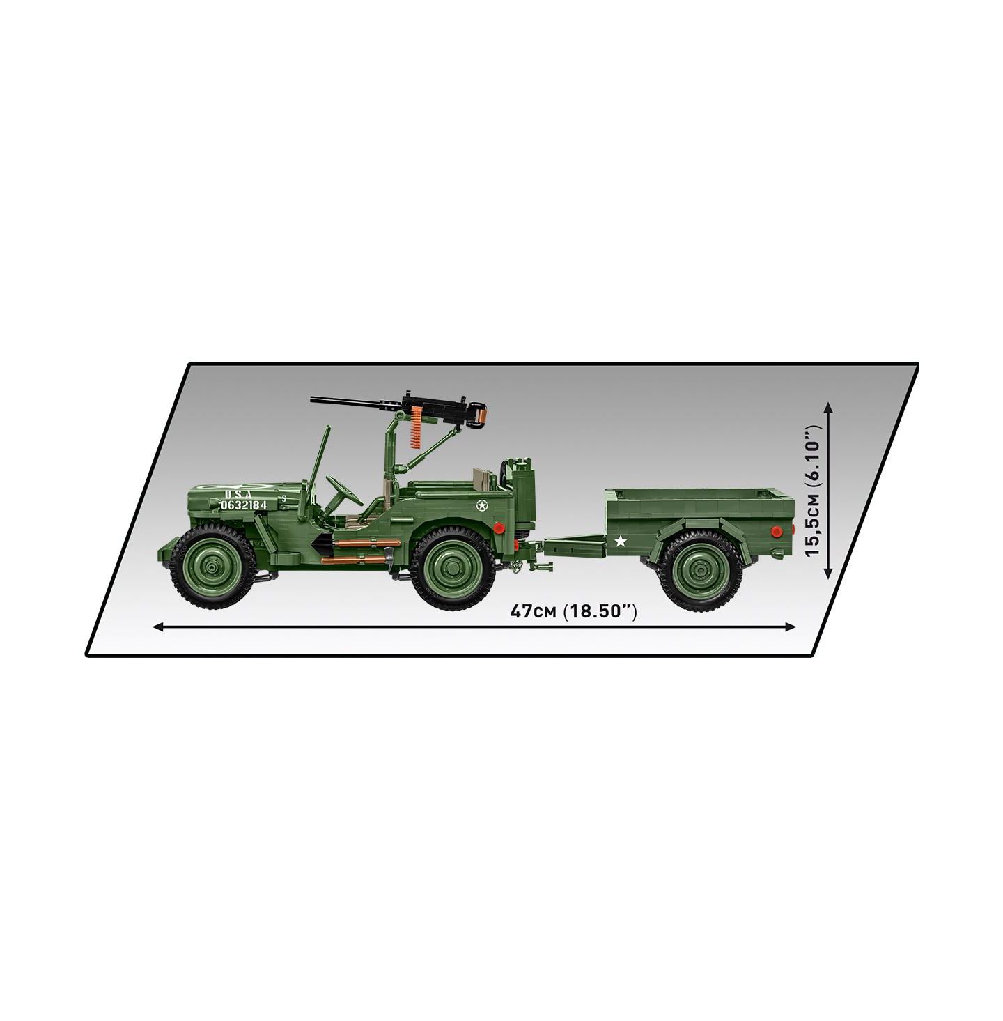Детские конструкторы COBI Historical Collection Wwii Jeep Willys MB + Trailer 1:12 Scale Vehicle Executive Edition, 1580 pieces — фото 5