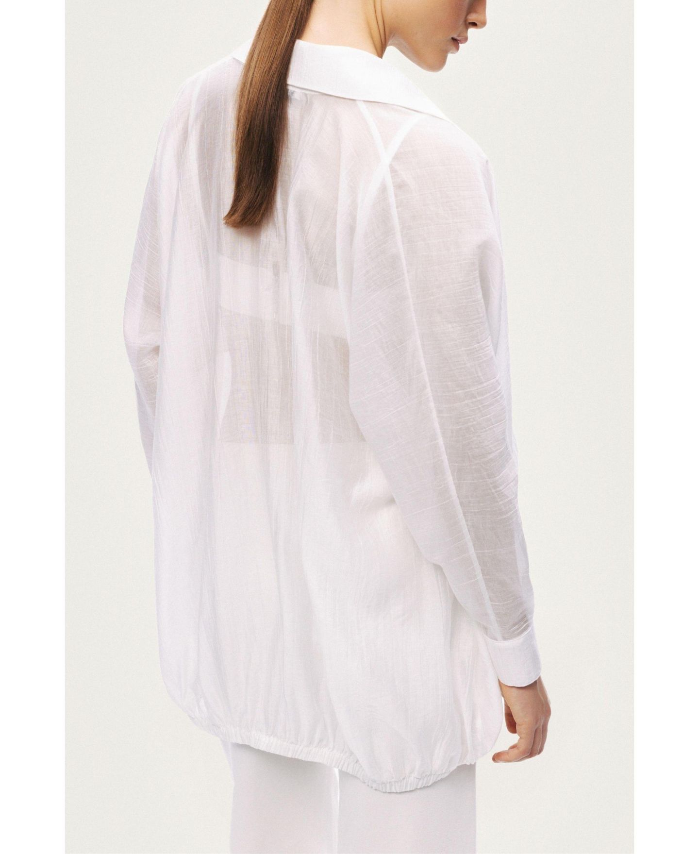 Женская рубашка NOCTURNE Tie-Detail Long-Sleeve Collared — фото 4