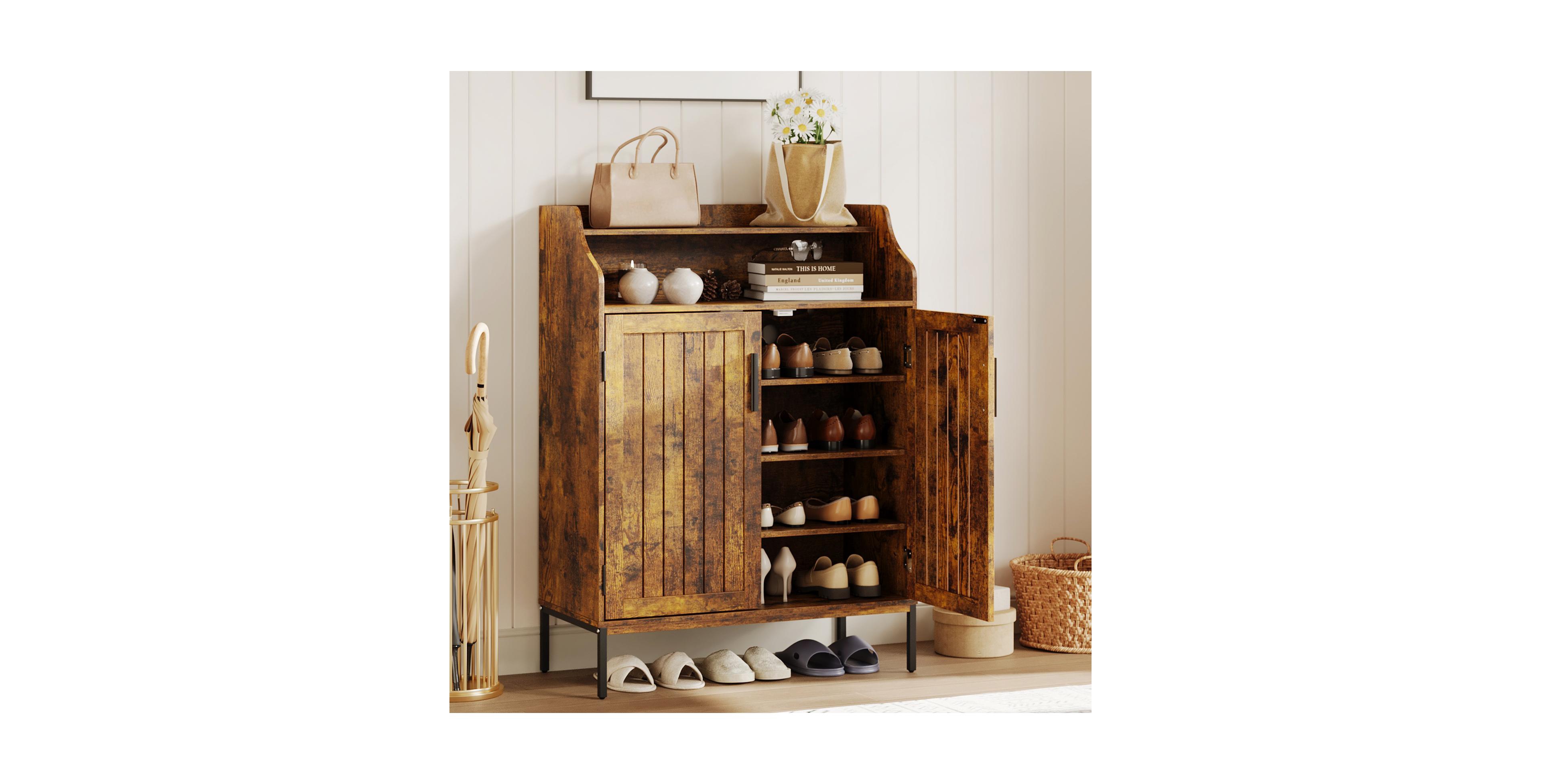 gaomon Shoe Storage Cabinet for Entryway,5-Tier Shoes with Doors and3 Adjustable Shelves, 41" H Wood Rack Closet