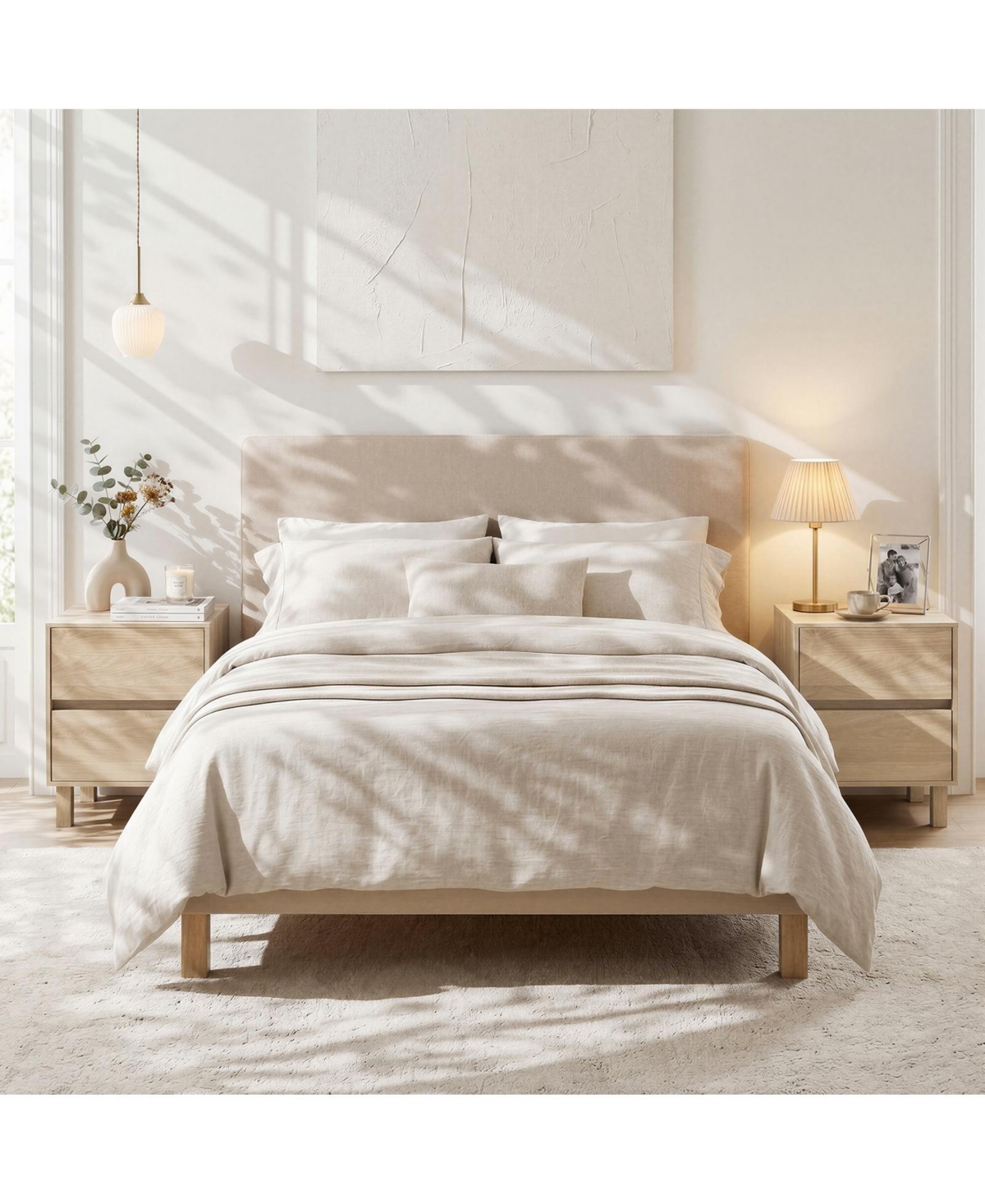 Gymax 2 Pieces Wooden Nightstand Modern End Table with 2 Storage Drawer Santi-Toppling Device