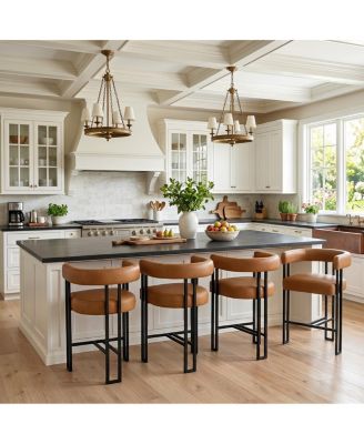 Modern Counter-Height Bar Stools Set of 4, Low-Profile Back, Metal Frame Seating, 25" Seat Height