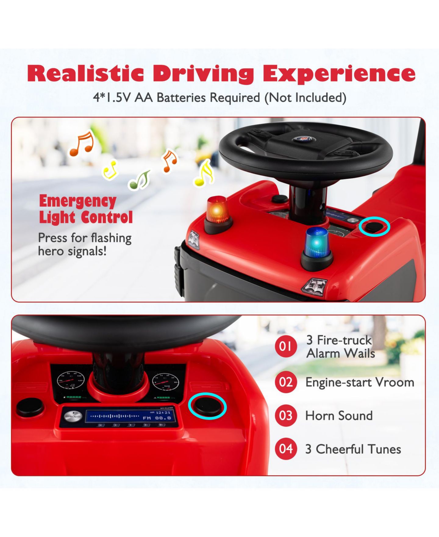 Детская игрушка Mecale Licensed Scania Truck Ride-On Push Car with Music and Steering Wheel, Ages 18 Months+, цвет: Красный — фото 4