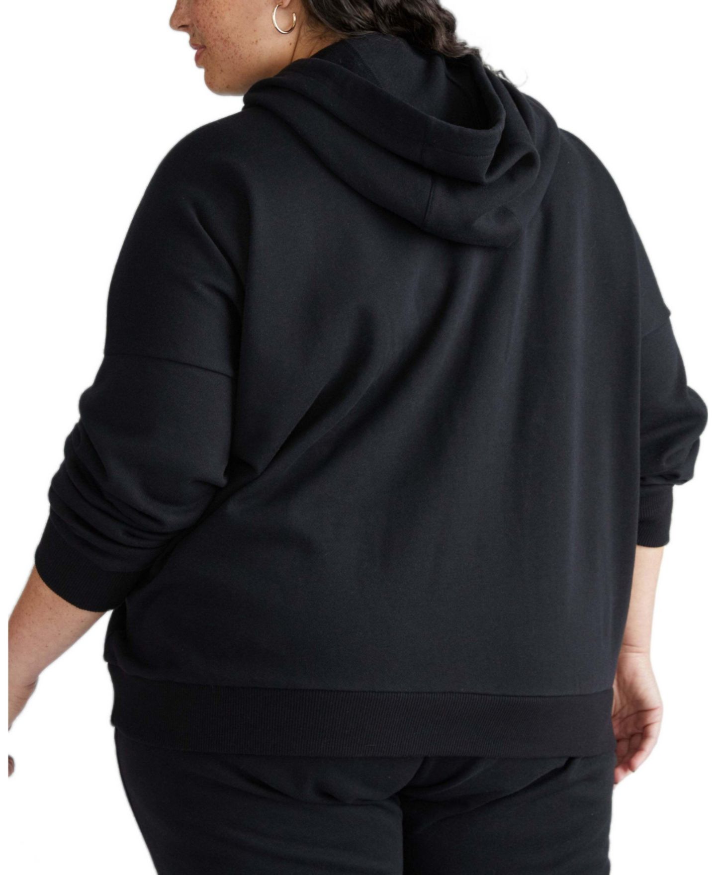 Женское худи Universal Standard Plus Size Daydream Plush Fleece-Backing Relaxed-Fit, цвет: Чёрный — фото 2