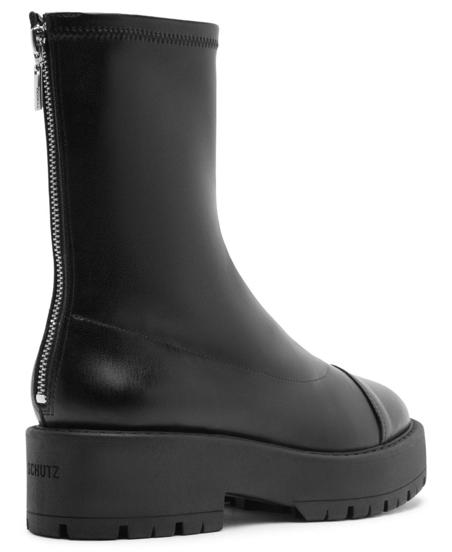 Женские ботинки Schutz Rita Lug Sole Round Toe Booties, цвет: Чёрный — фото 7