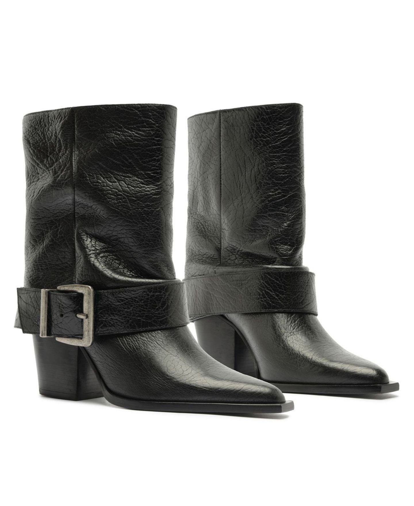 Женские ботинки Schutz Parker Buckle Block Heel Dress Booties, цвет: Чёрный — фото 11