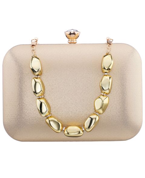 Женский клатч Nina Kaela Metallic Beaded Mini Handle Clutch Handbag, цвет: Золотой