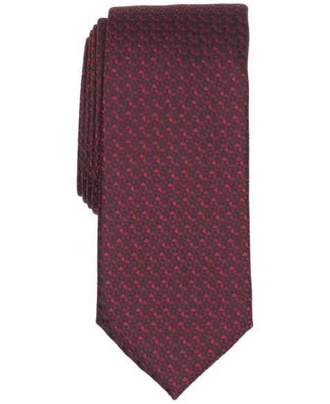 Мужской галстук Alfani Lennox Geo Geometric-Print Slim Tie, цвет: Бордовый
