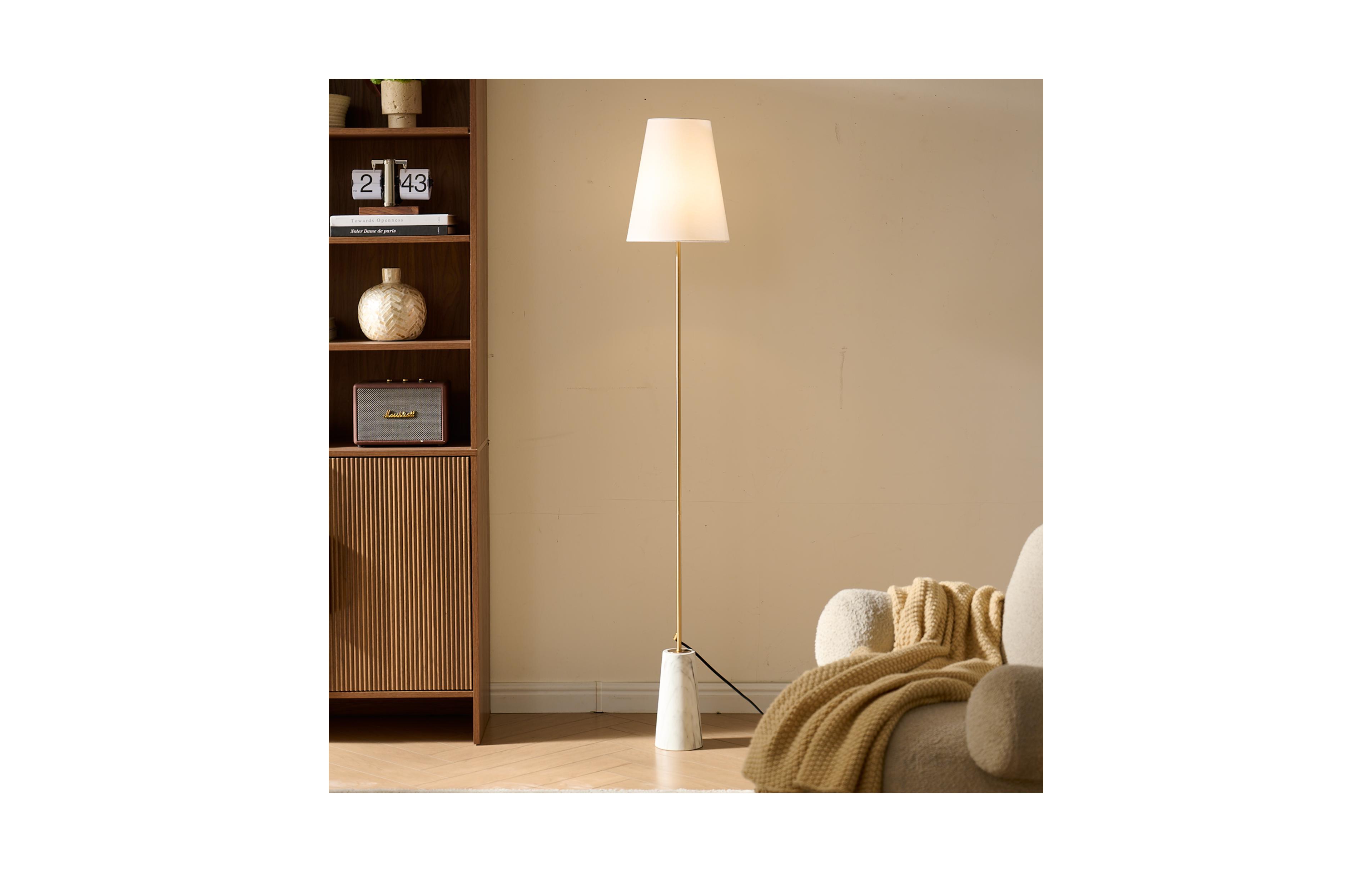 Kings Brand Furniture Modern 61-Inch Floor Lamp with Gold Frame for Living Room, Bedroom, Office, and Dining Room