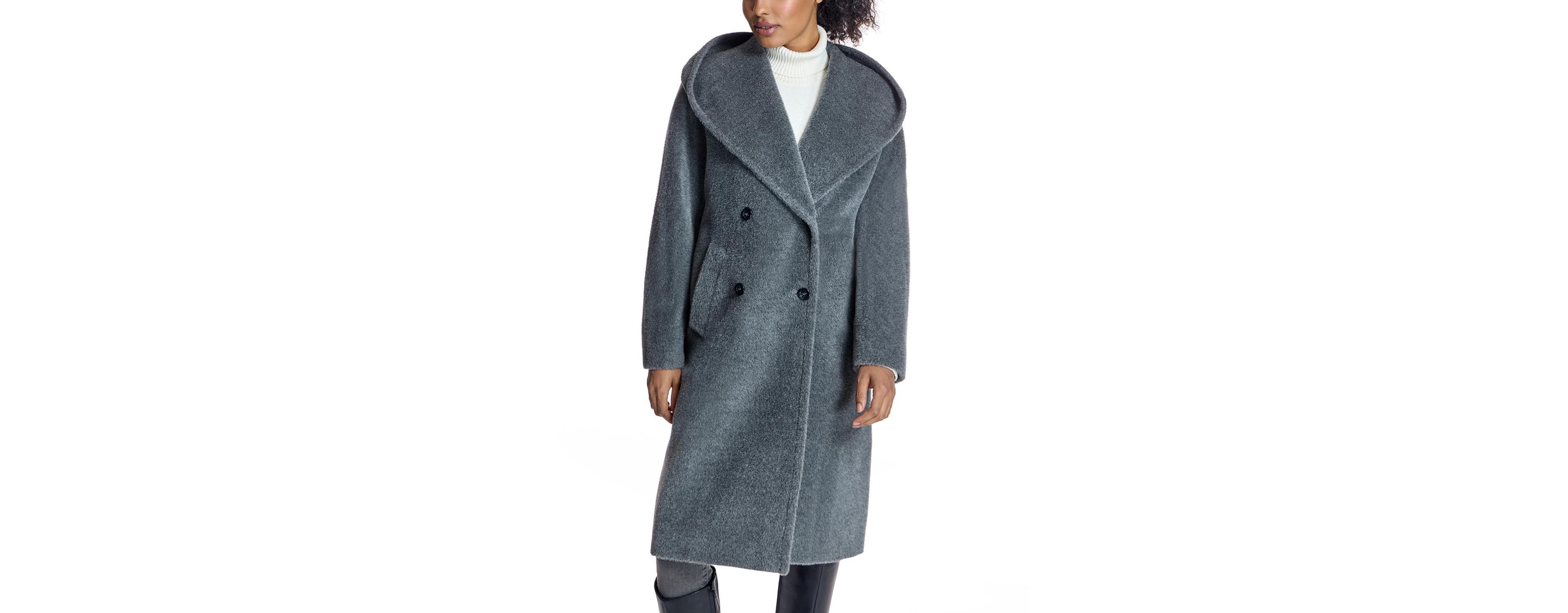 Julia & Stella By Maximilian Women's Double-Breasted Hooded Alpaca Blend Coat