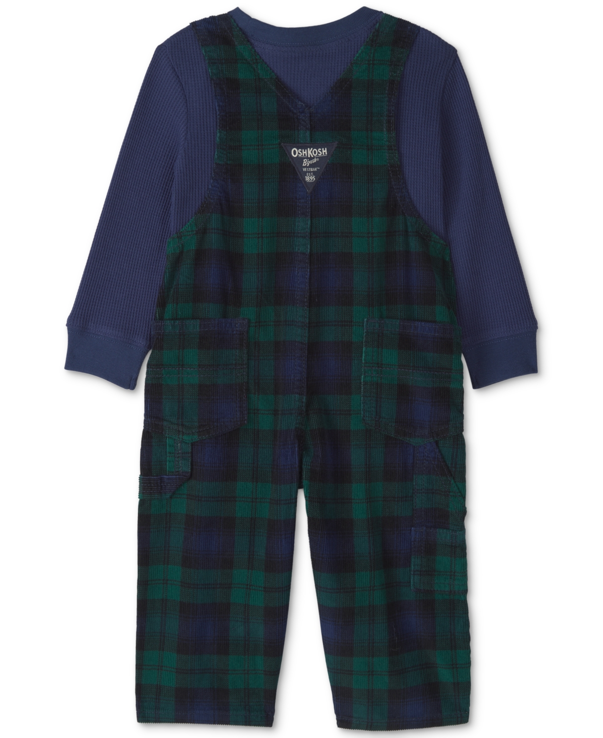 Osh Kosh Baby Boys' Plaid Thermal Long-Sleeve Top and Overalls Set