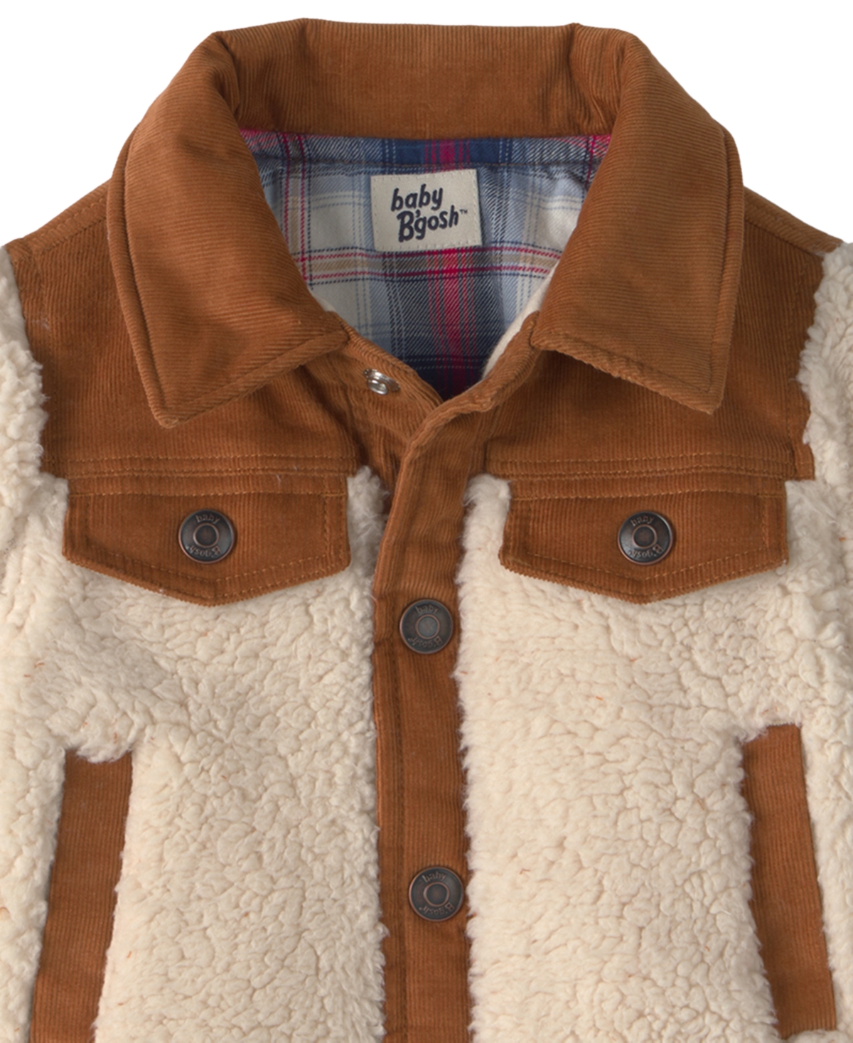 Osh Kosh Baby Boys' Collared Color-Block Teddy Fleece Jacket
