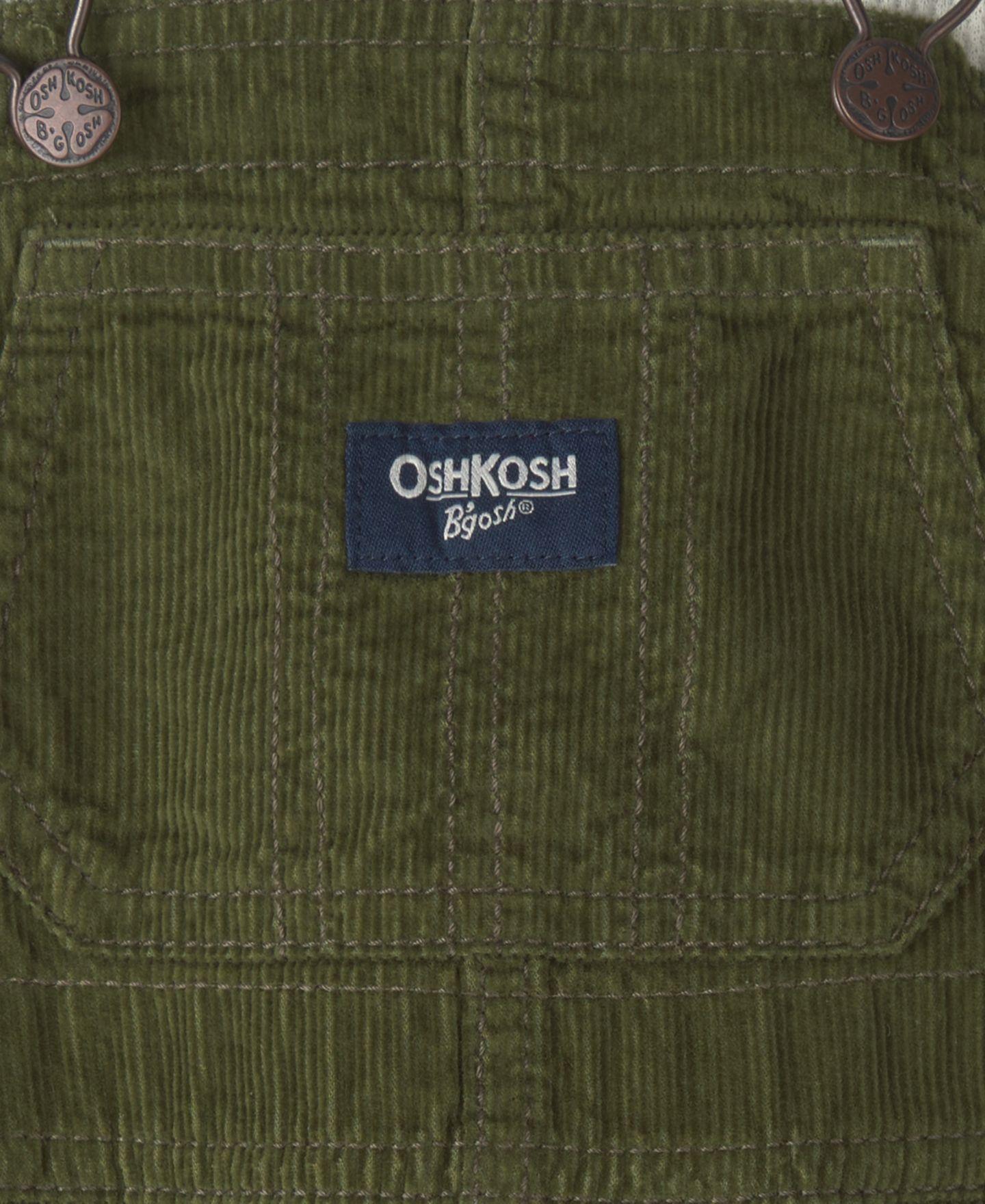 Комплект для мальчика Oshkosh B'Gosh: полосатый вельветовый топ и полукомбинезон, цвет: Зелёный / Белый — фото 4