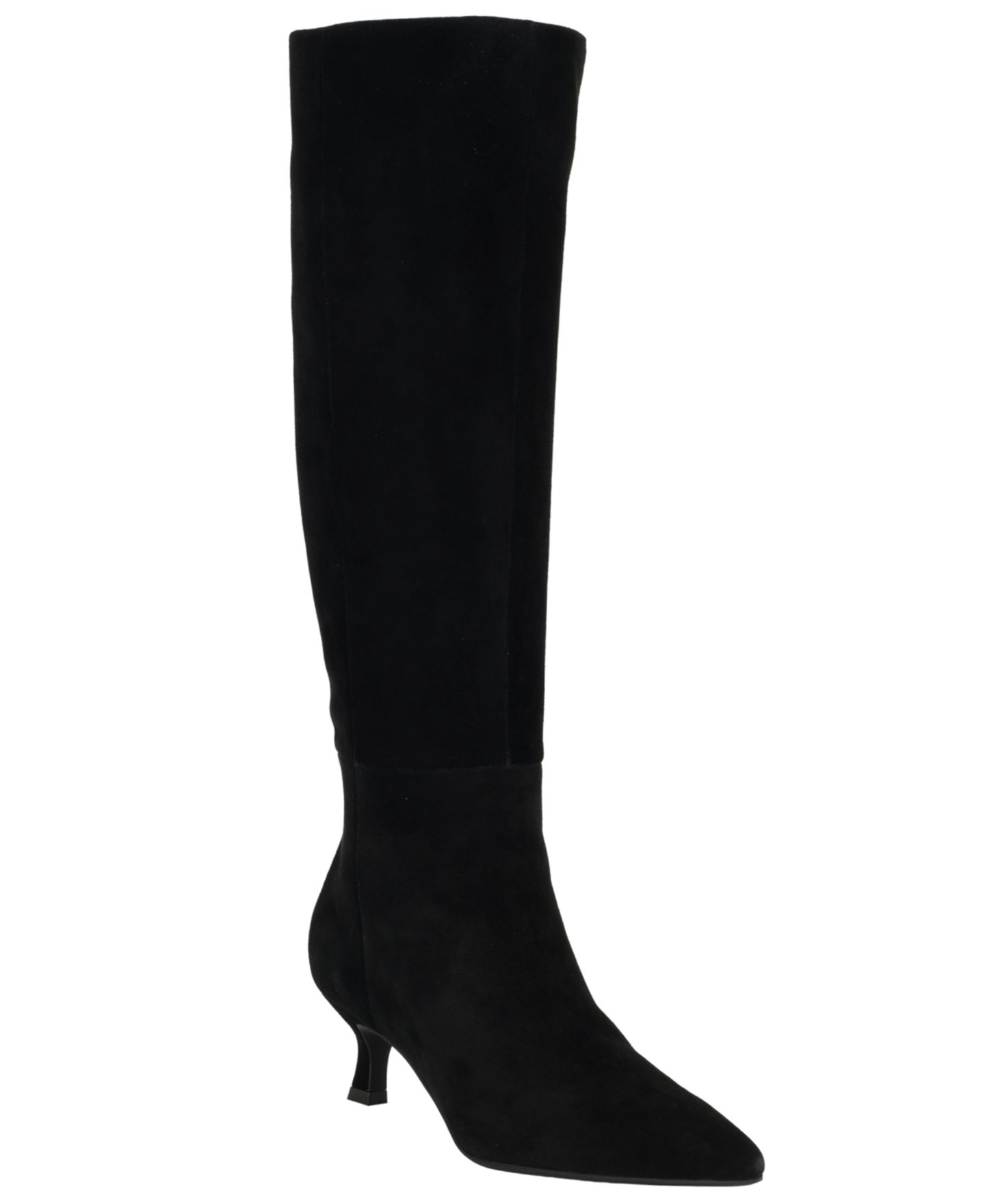 Женские ботинки Calvin Klein Akenzie Tall Suede Kitten Heel Dress Boots, Regular & Wide Calf, цвет: Чёрный замшевый — фото 1