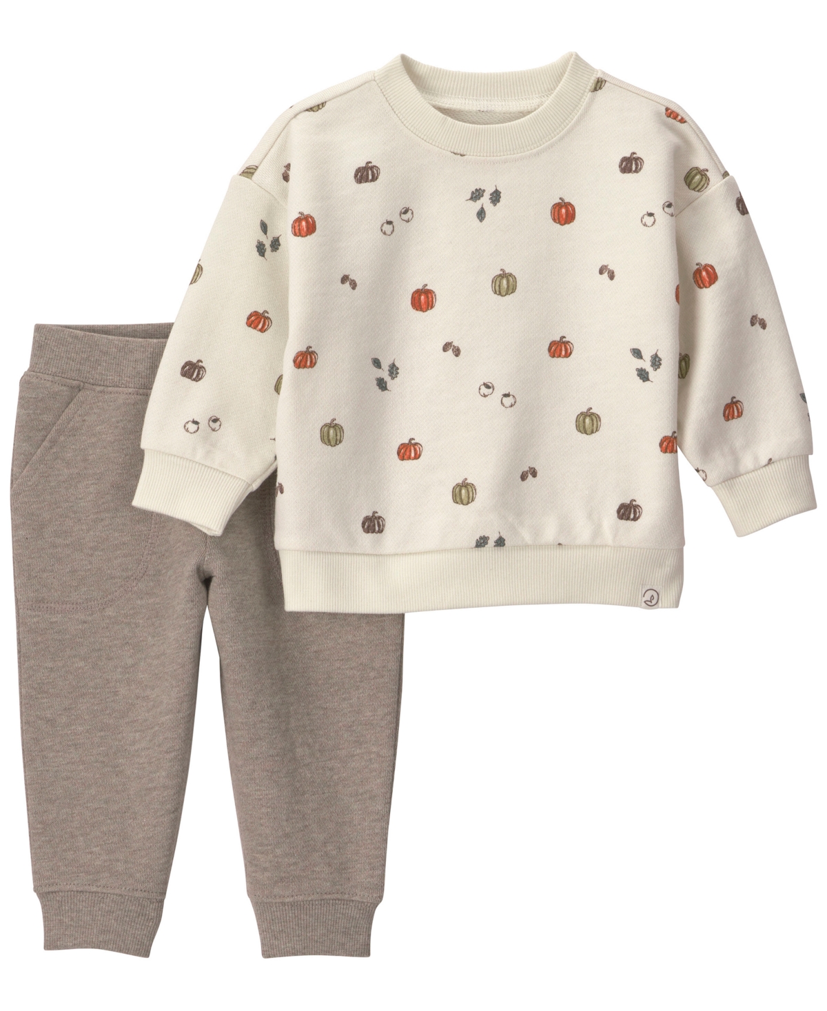 Carter's Little Planet By  Baby Boys' Or Baby Girls' Long-sleeve French Terry Top And Pants, 2-piece  In Heather Brown