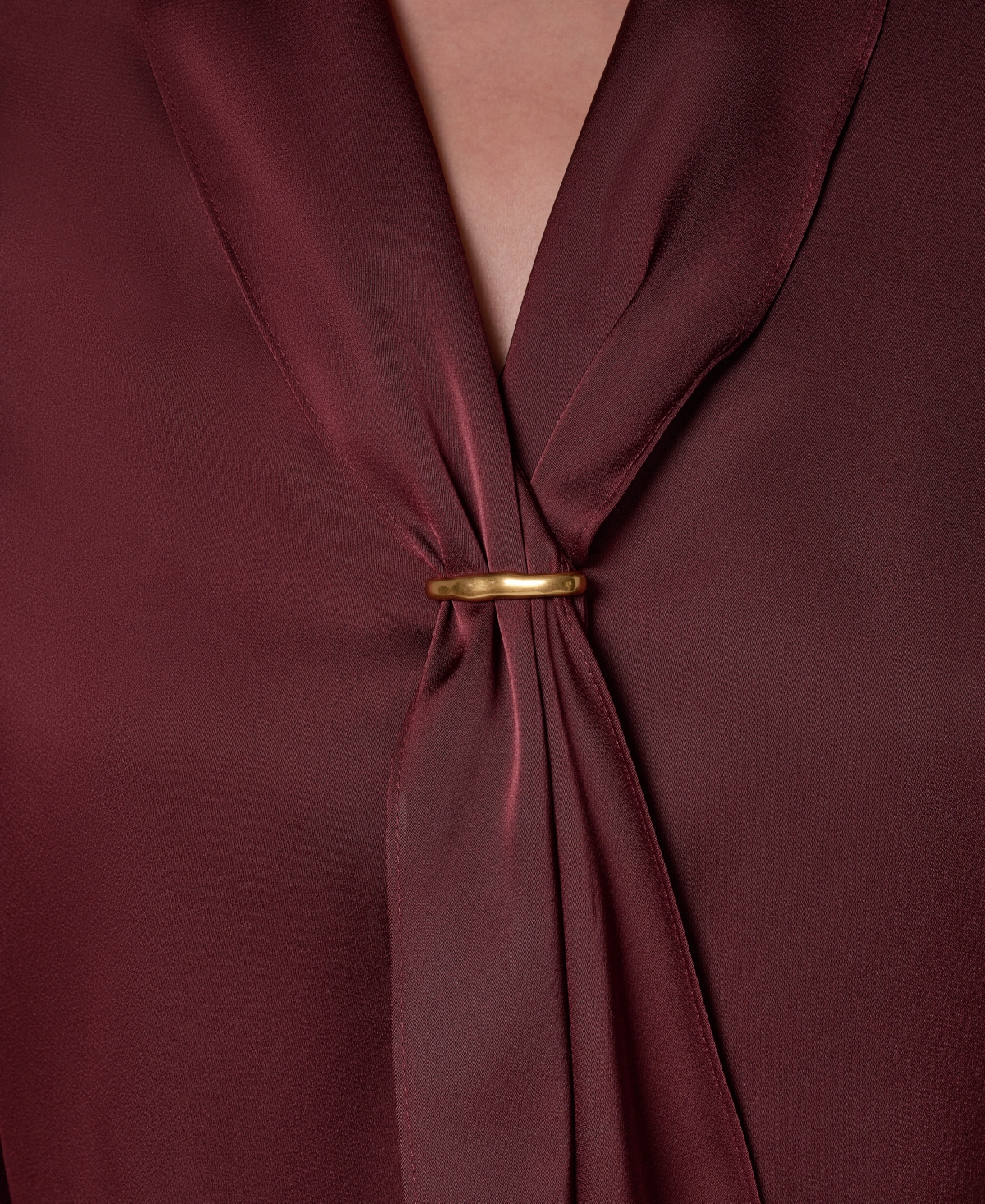 Donna Karan New York Petite Long-Sleeve V-Neck Scarf Detail Blouse