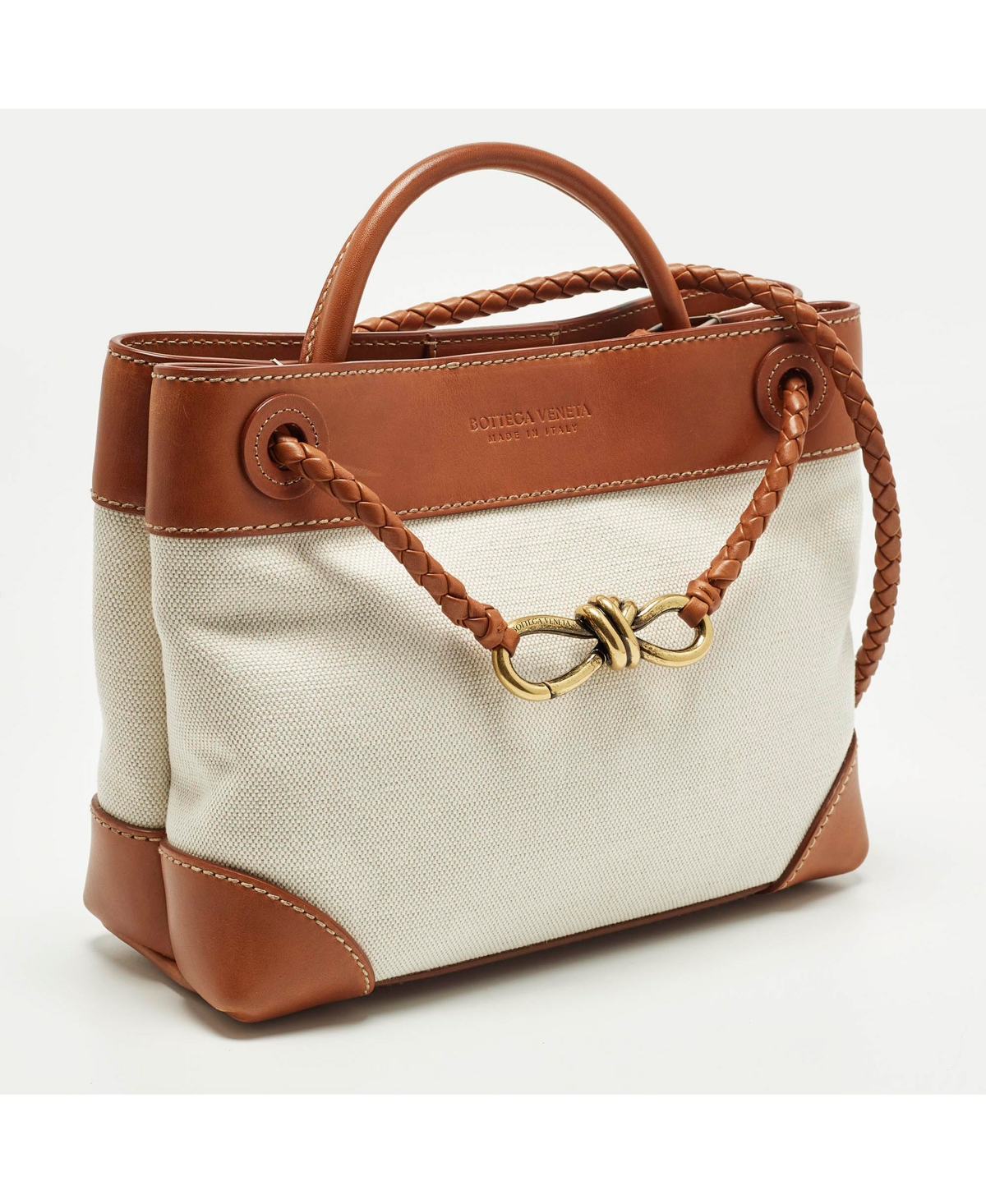 Pre-Owned Bottega Veneta Andiamo Canvas and Leather Tote Bag