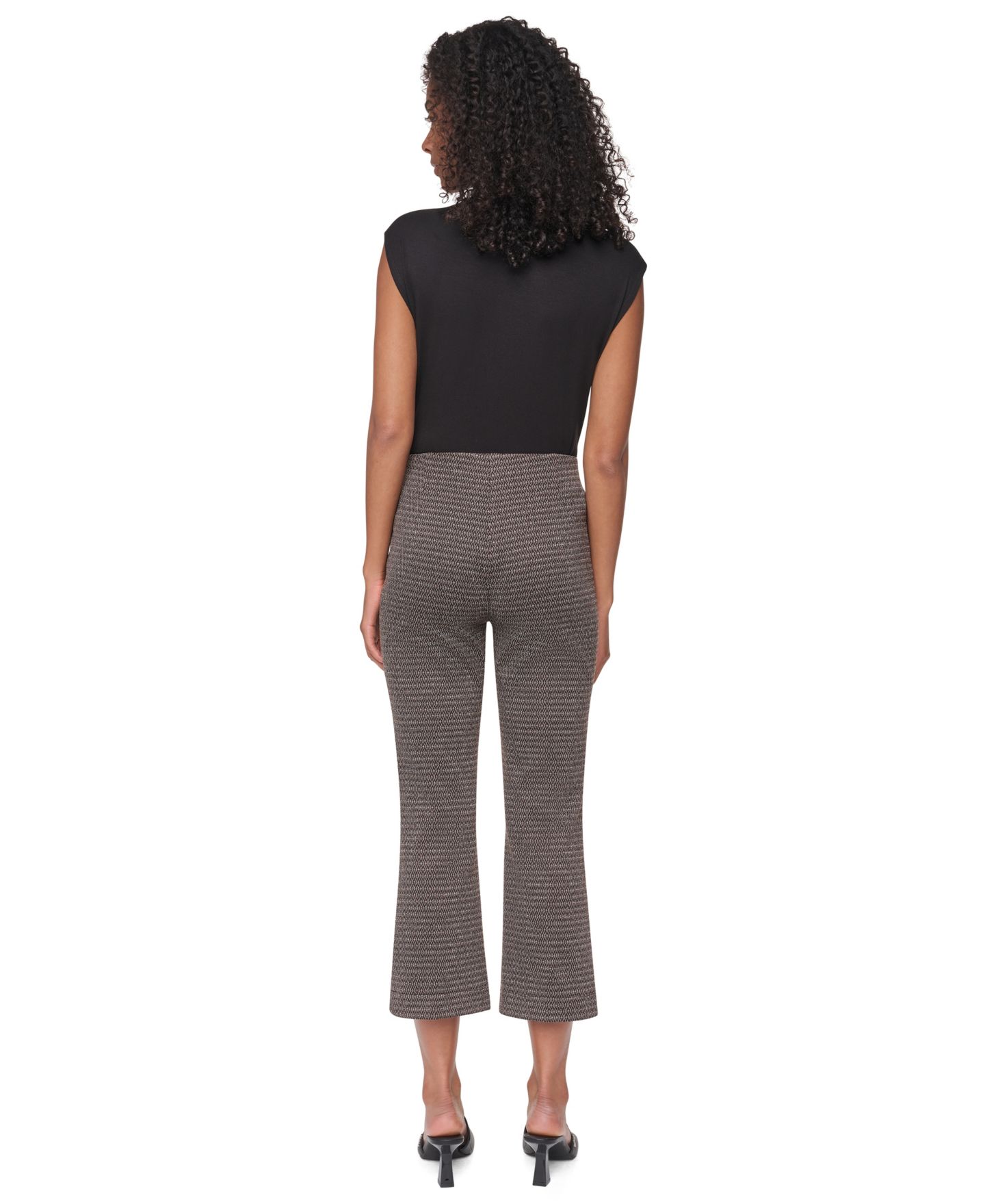 Женские брюки DKNY Petite Knit Diamond Jacquard Straight-Leg, цвет: Bracken Sable — фото 5