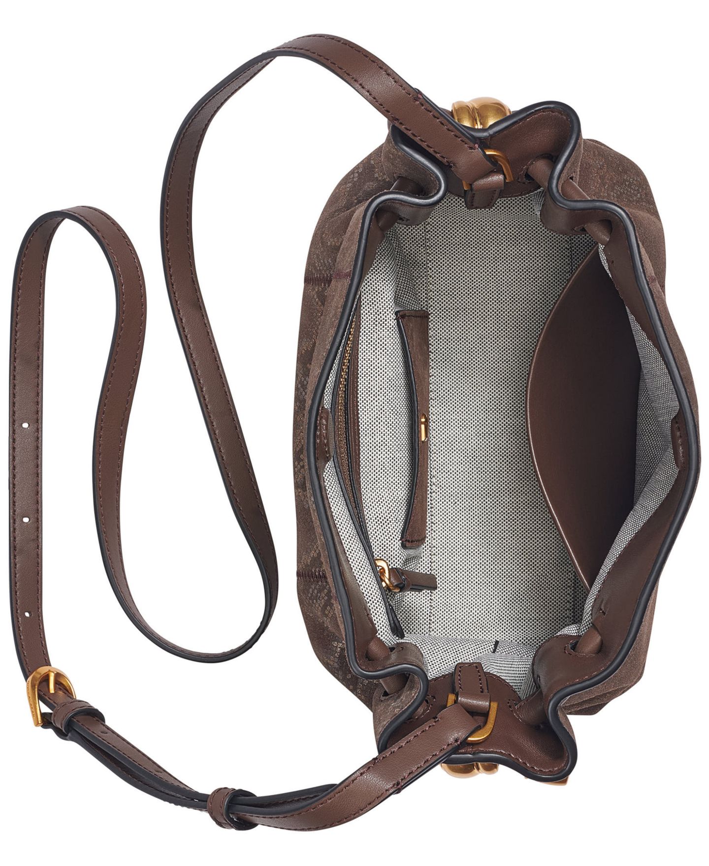 Женская сумка Donna Karan New York Cashmere Snake Embossed Suede Crossbody, цвет: Коричневый разноцветный — фото 4