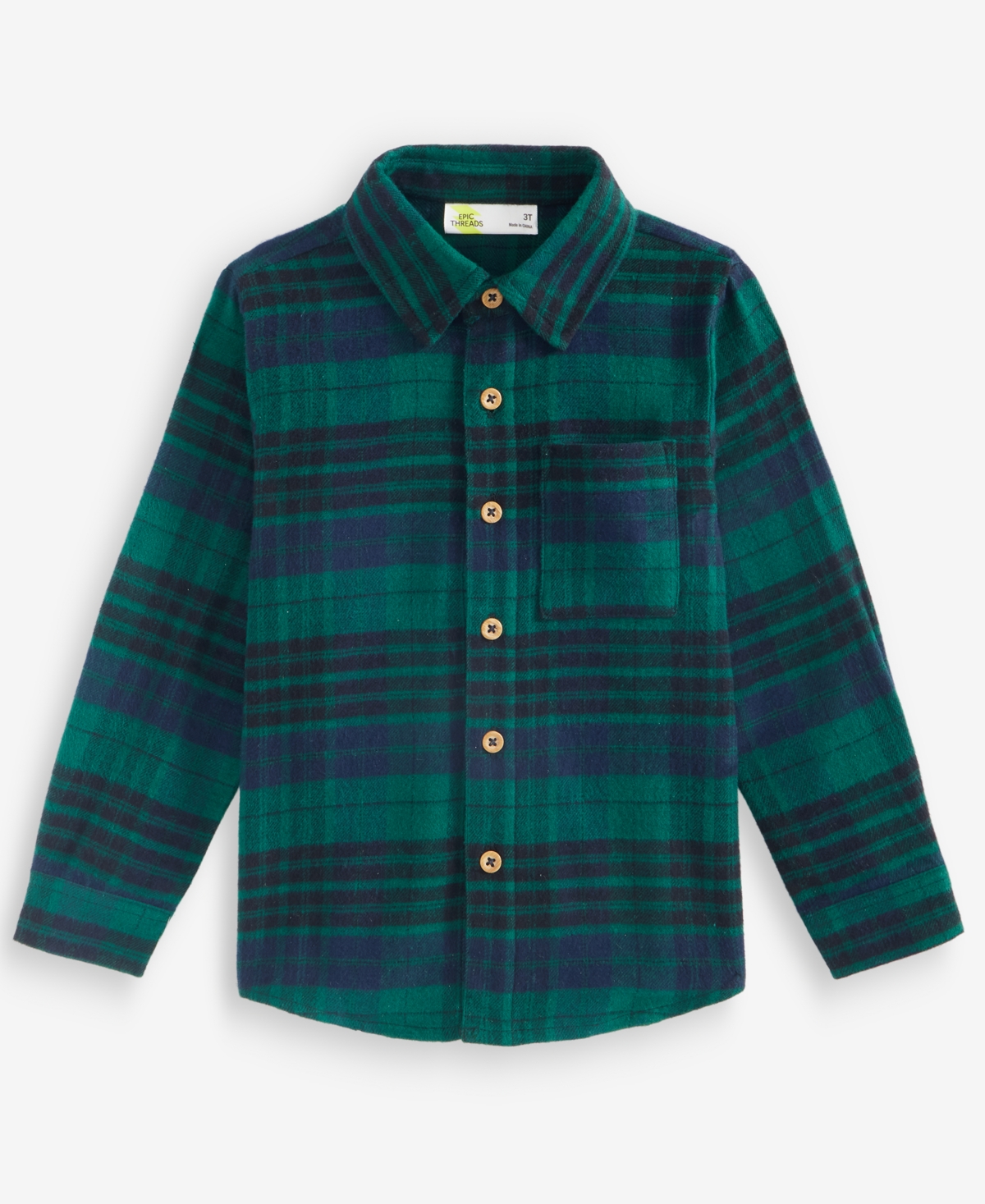 Epic Threads Toddler Boys' 12M-5T Flannel Plaid Long-Sleeve Shirt, Macy's Exclusive