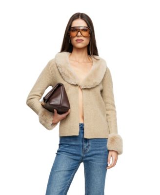 Women's Gisele Shawl-Lapel Open-Front Ribbed-Knit Top