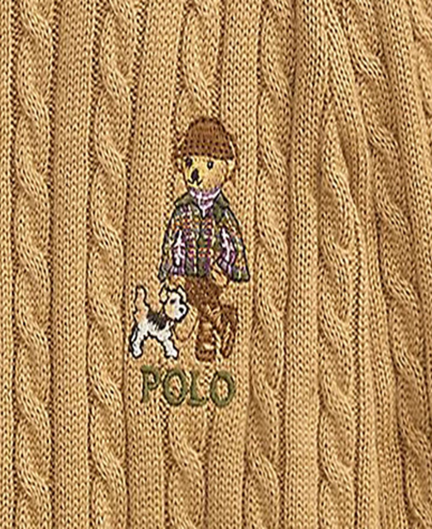 Кардиган Polo Ralph Lauren Polo Bear Mini-Cable Cotton Cardigan для девочек, цвет: Рыжевато-коричневый — фото 3