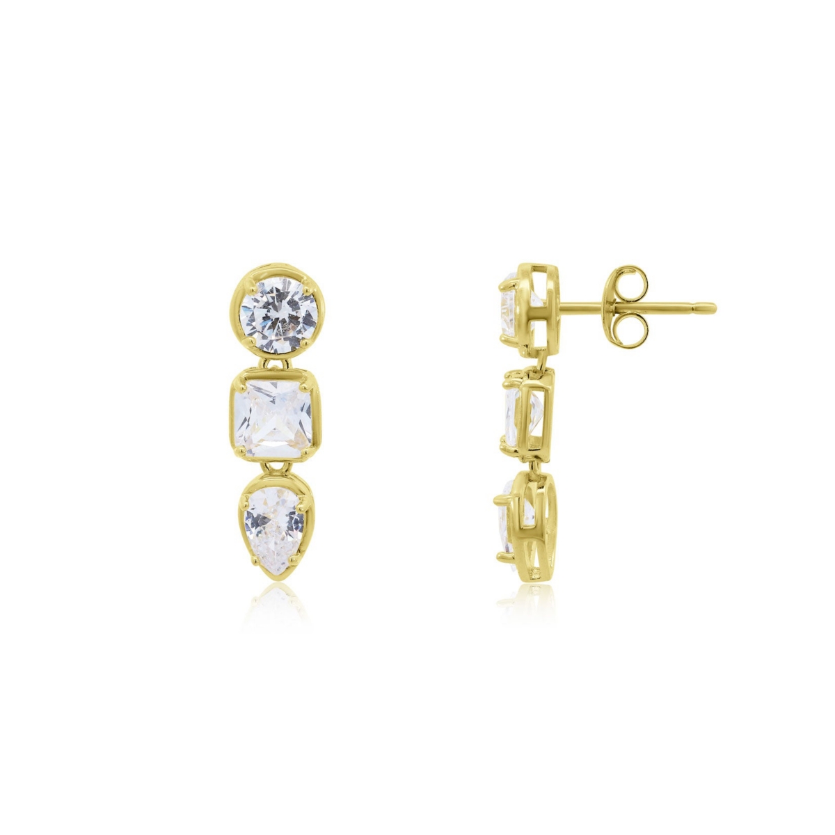 The Lovery Cz Fancy Shape Drop Earrings 14K Gold-Plated Sterling Silver - Gold plated sterling silver