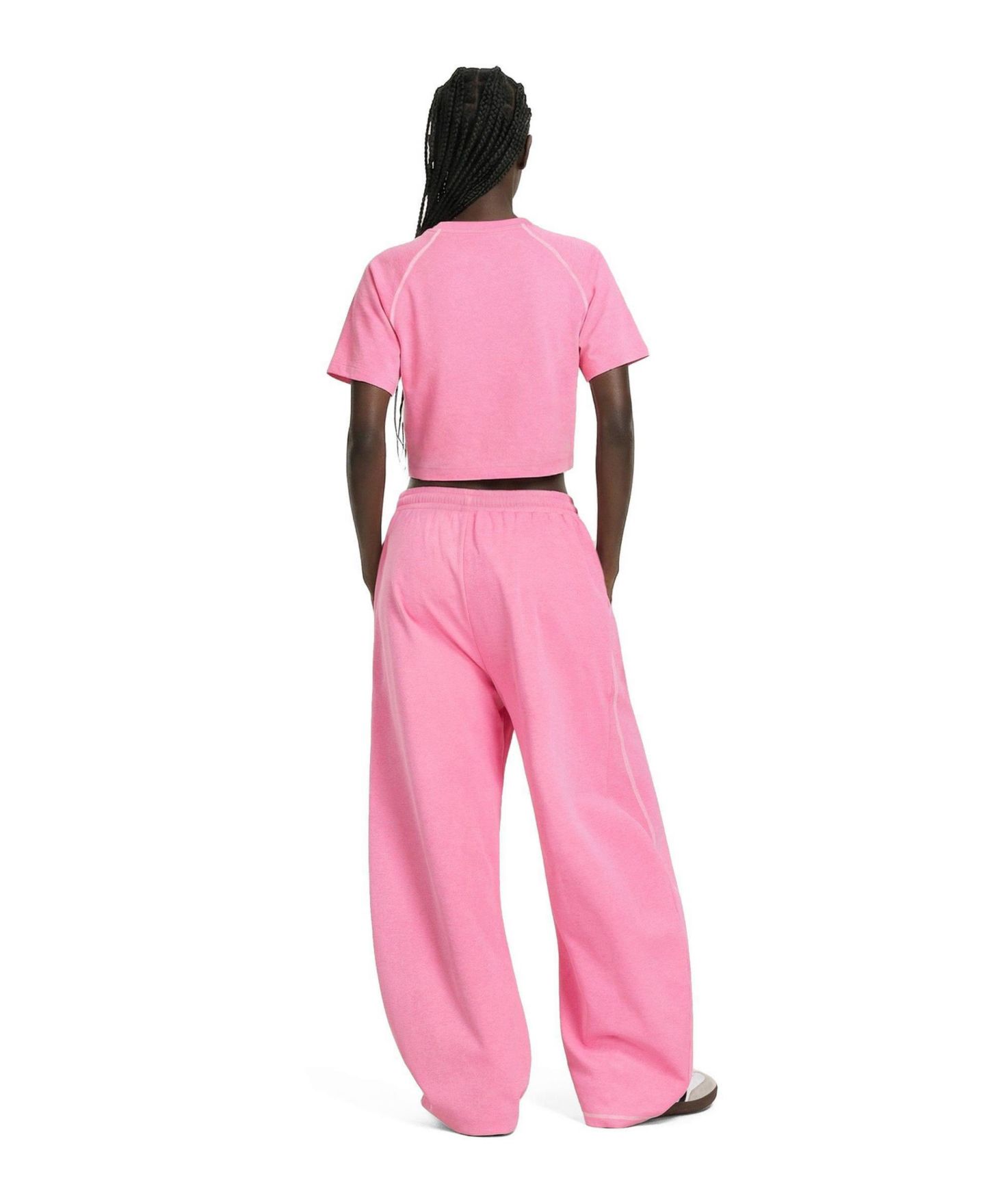 Женский комплект AELFRIC EDEN Cropped Short-Sleeve Wide-Leg Top and Pants Set, цвет: Нежно-розовый — фото 2