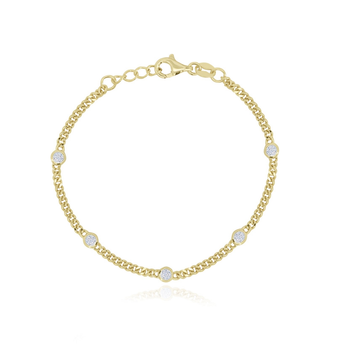 The Lovery Cz Station Curb Chain Bracelet 14K Gold-Plated Sterling Silver - Gold plated sterling silver