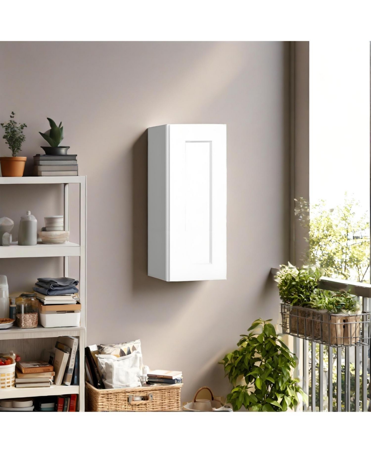 Boyel Living 15W x 12D x 30H Solid Wood Shaker Wall Cabinet 2 Adjustable Shelves Rta Storage for Kitchen Bath Laundry Garage