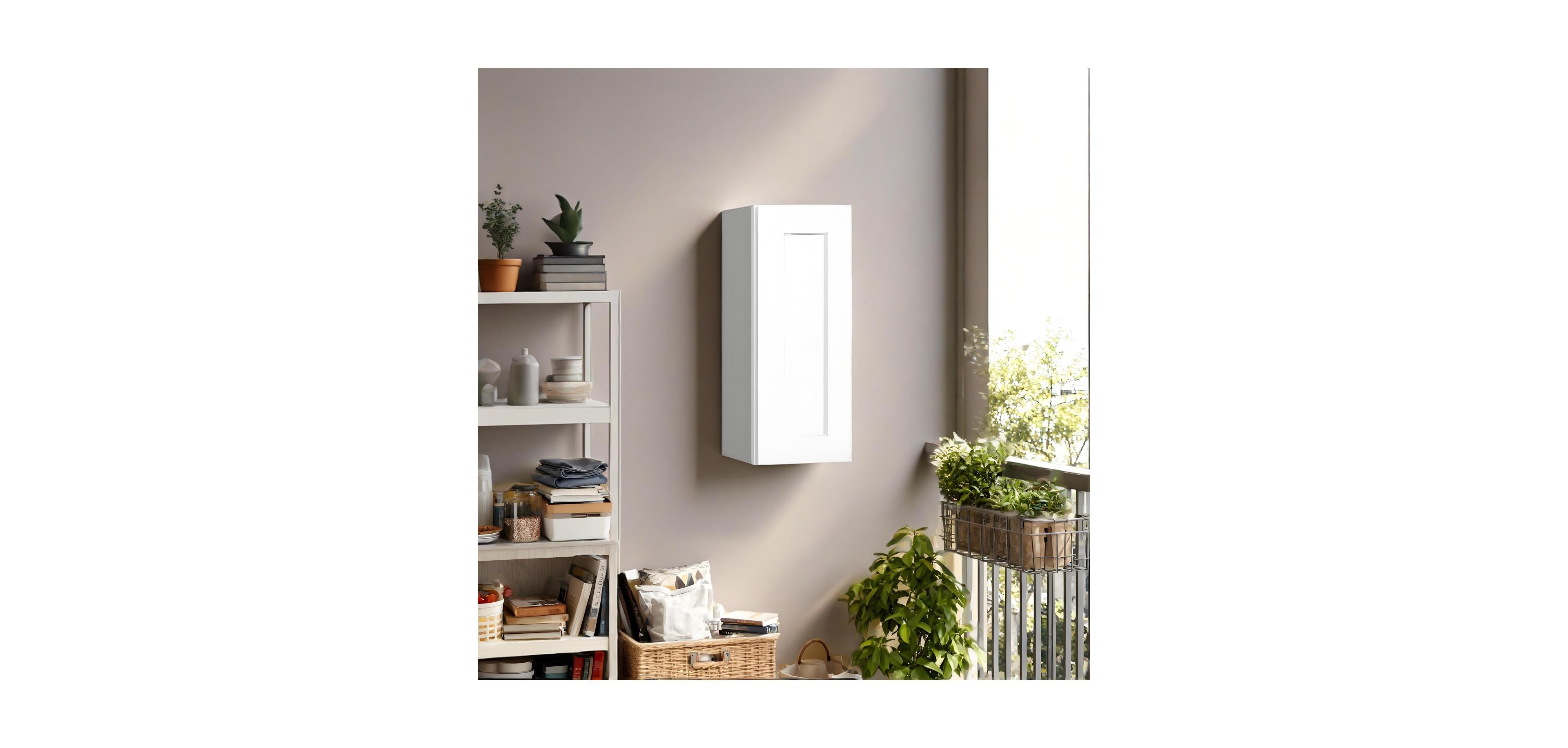 Boyel Living 15W x 12D x 30H Solid Wood Shaker Wall Cabinet 2 Adjustable Shelves Rta Storage for Kitchen Bath Laundry Garage