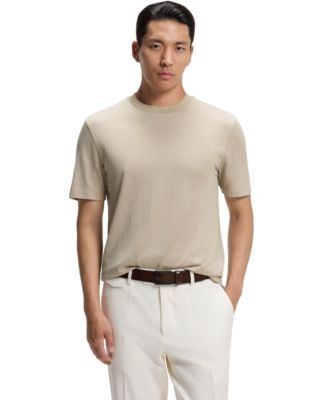 Men's Cotton-Silk Blend Windowpane-Check T-Shirt