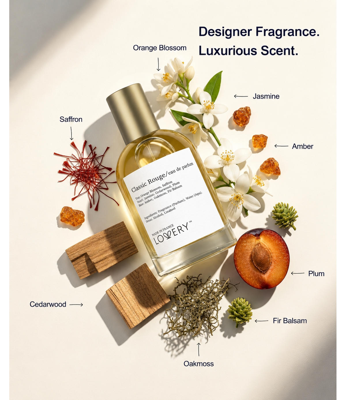LoveryPlus Classic Rouge Perfume Set - 3.4fl oz Womens Fragrance Gift Set with Mini Perfume Travel Spray