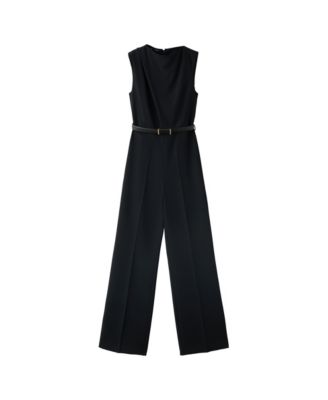 Women's Belted Straight-Fit Sleeveless Jumpsuit