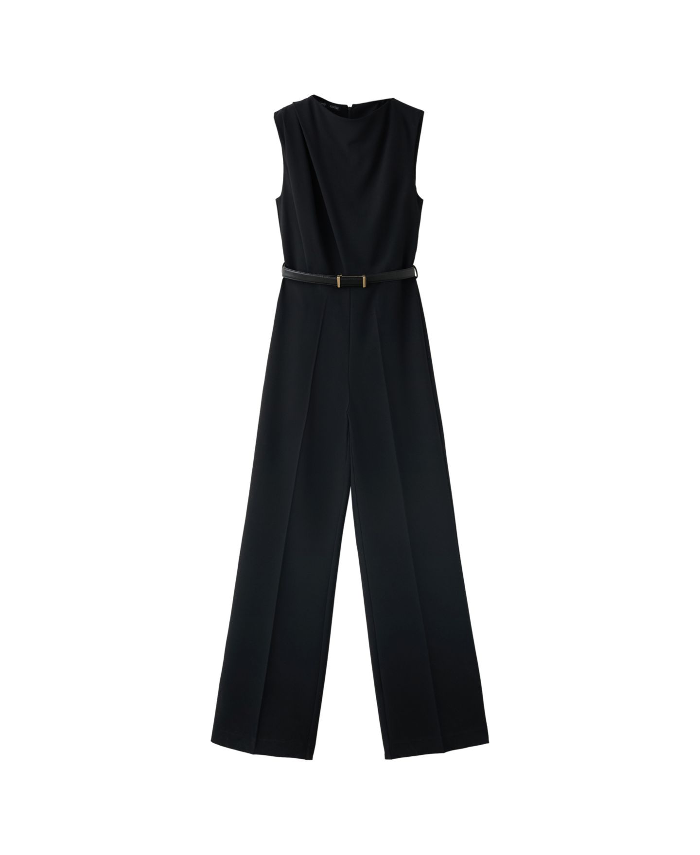 Женский комбинезон MANGO Belted Straight-Fit Sleeveless Jumpsuit, цвет: Чёрный — фото 1