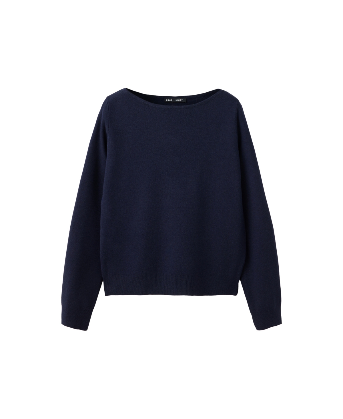 Mango Women's Fine-Knit Boat-Neck Lightweight Sweater - Navy