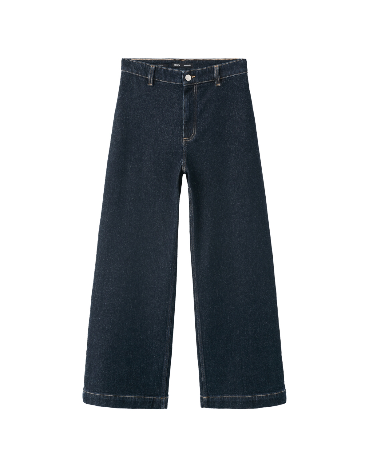 Mango Women's Catherin Culotte Wide-Leg High-Rise Dark-Rinse Jeans - Open Bule