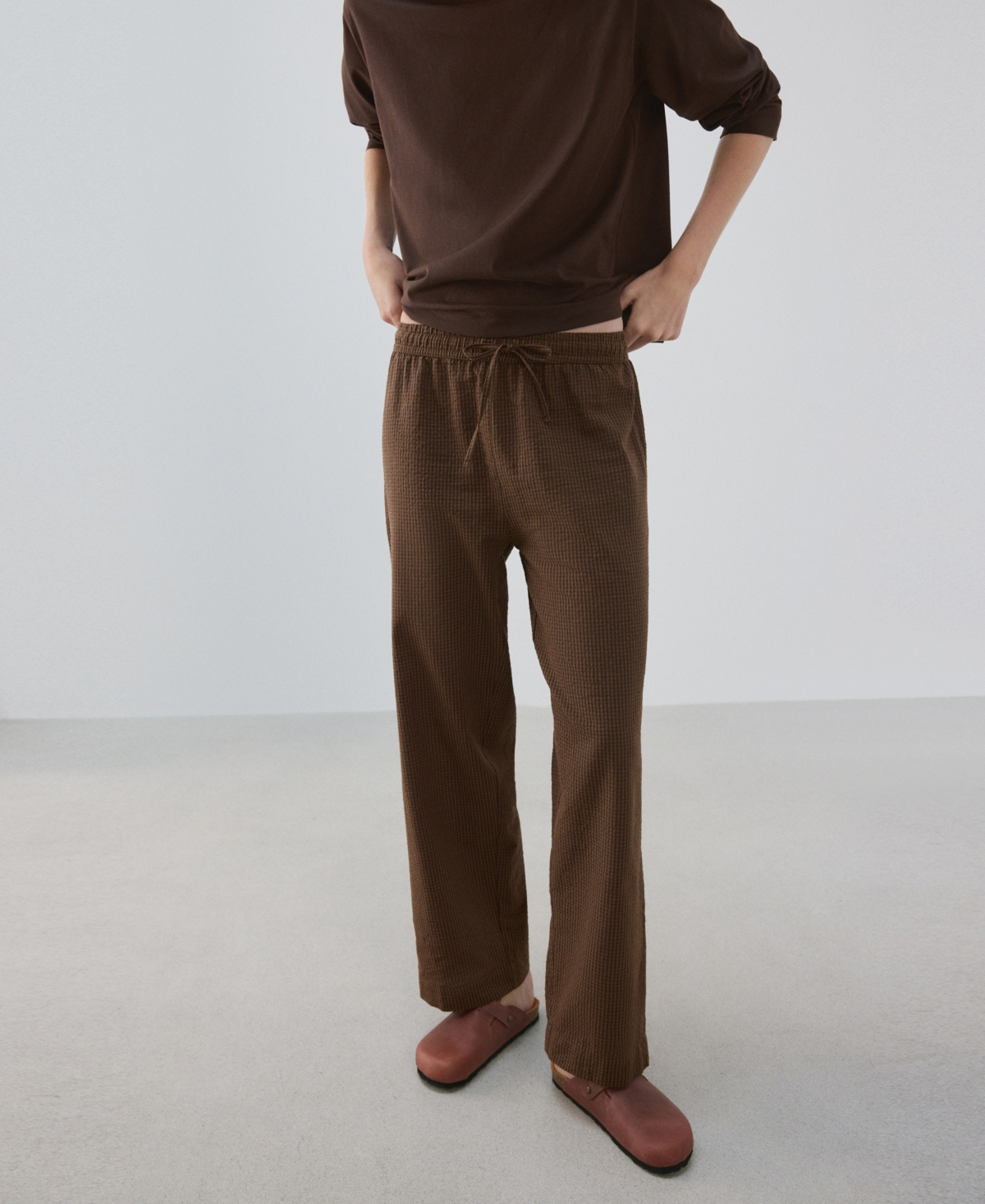 Mango Women's Seersucker Striped Long-Sleeve Pajama Set