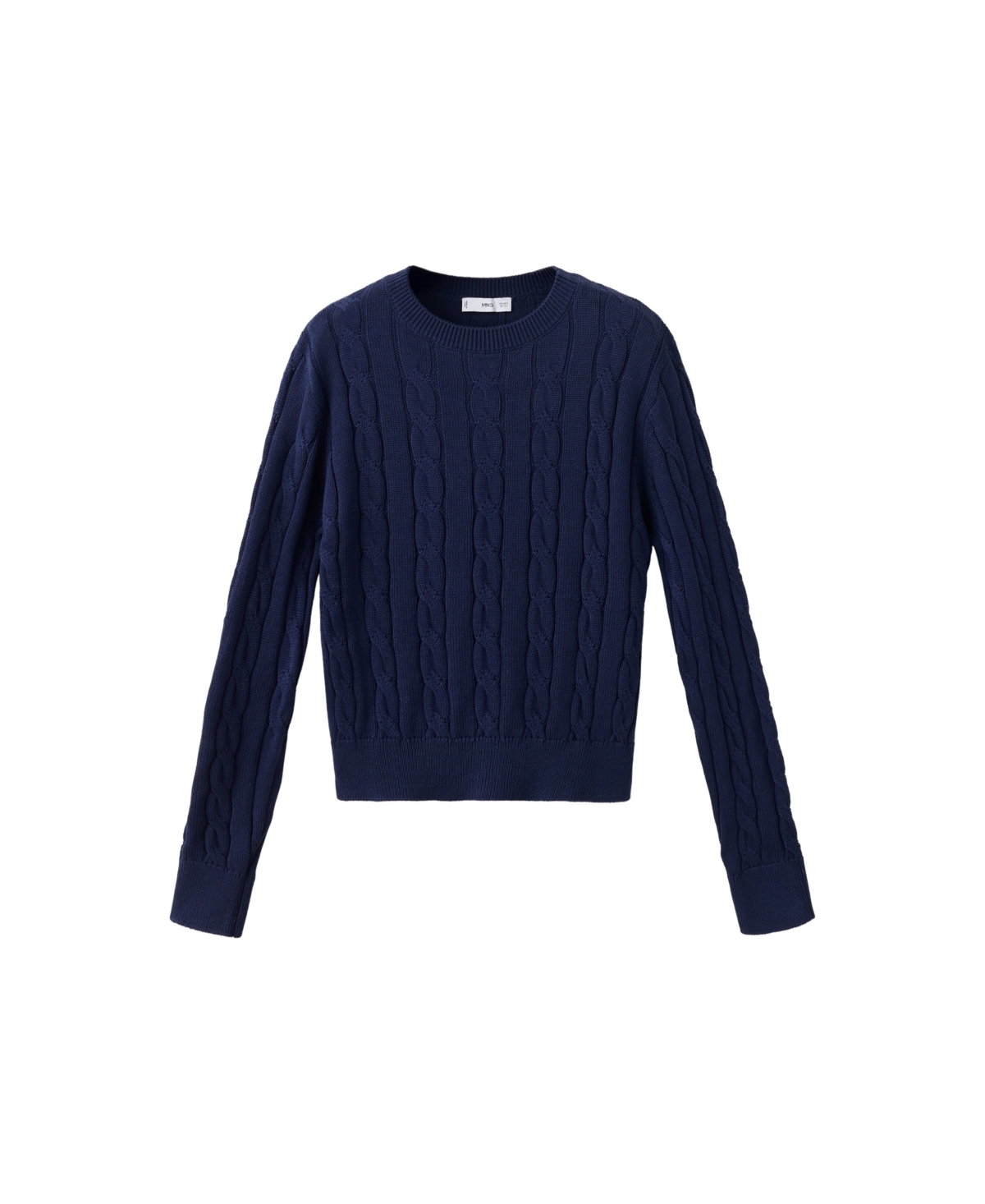 Mango Women's Cable-knit Crewneck Sweater In Dark Navy