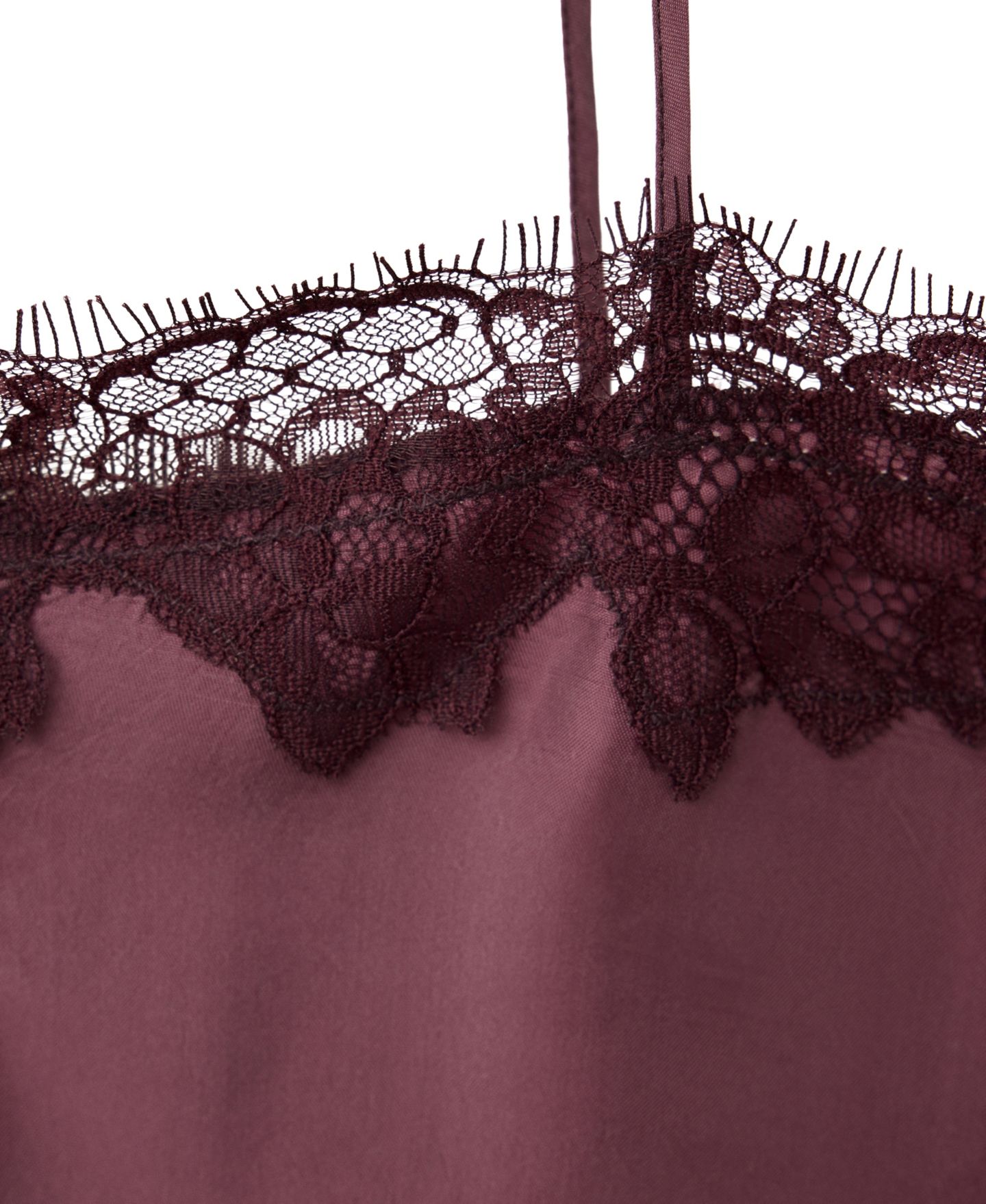 Женский топ Mango Square-Neck Sleeveless Lace-Trim Camisole, цвет: Тёмно-бордовый — фото 2
