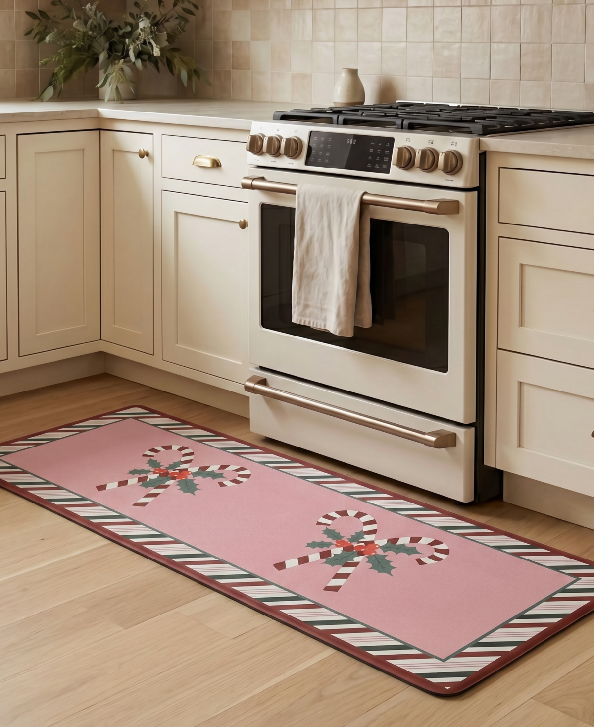 Laura Ashley Candy Cane Non-Slip Kitchen Mat