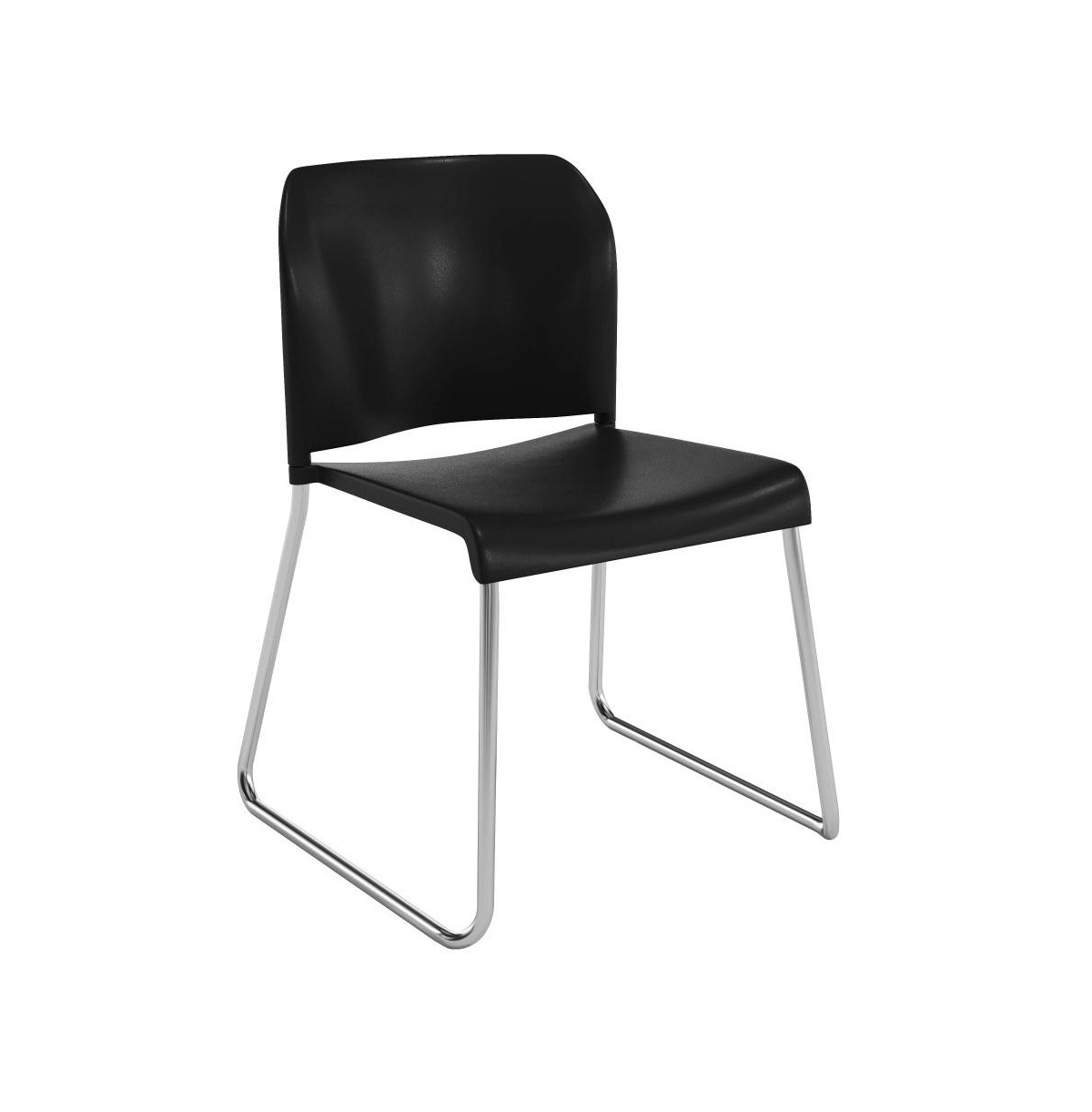 Emma+Oliver Calliope Stackable Office Reception Chair with Contoured Backrest and Chrome Sled Base