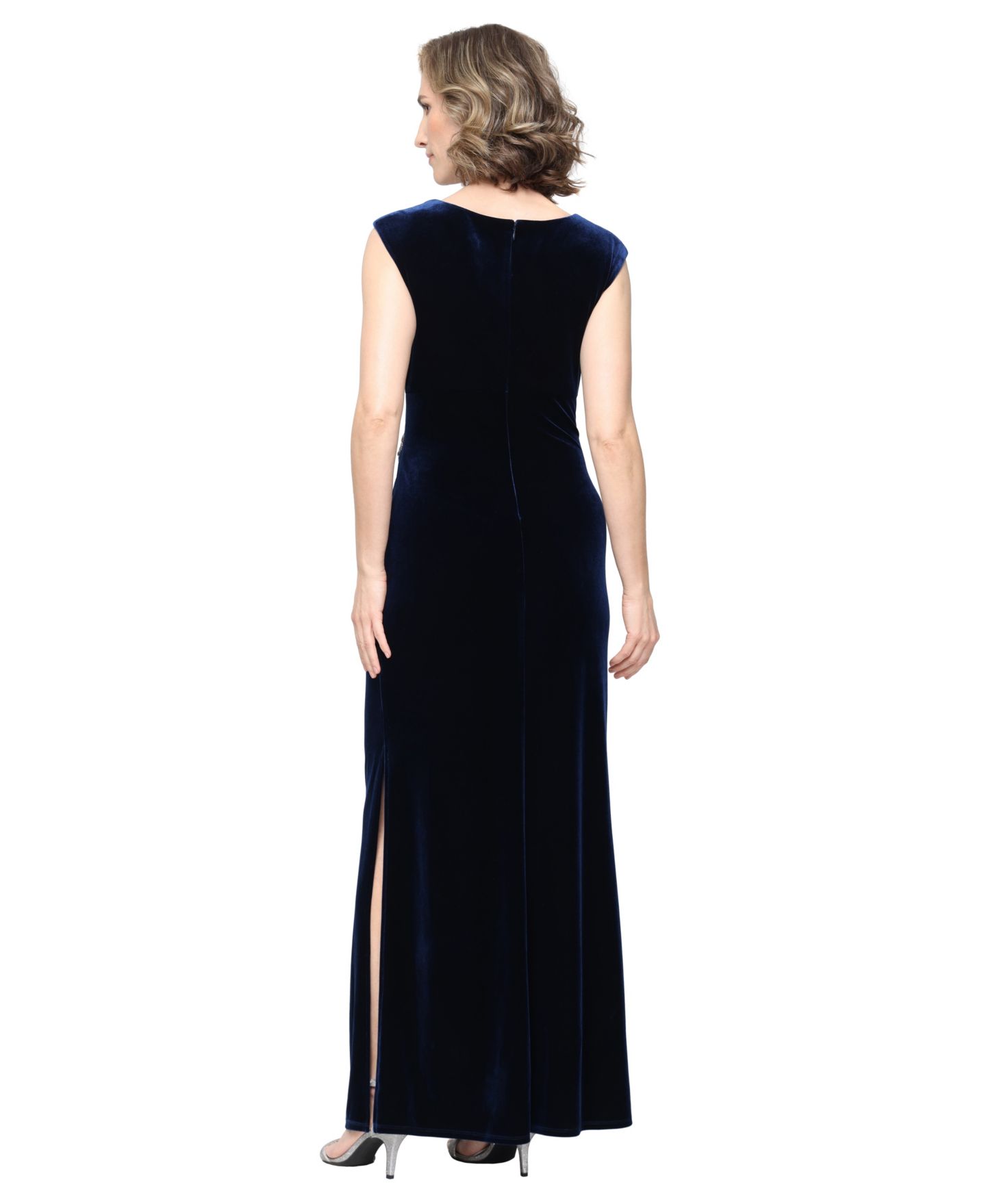 Женское платье SL Fashions Velvet V-Neck Pointed Empire Waist Gown, цвет: Imperial — фото 3